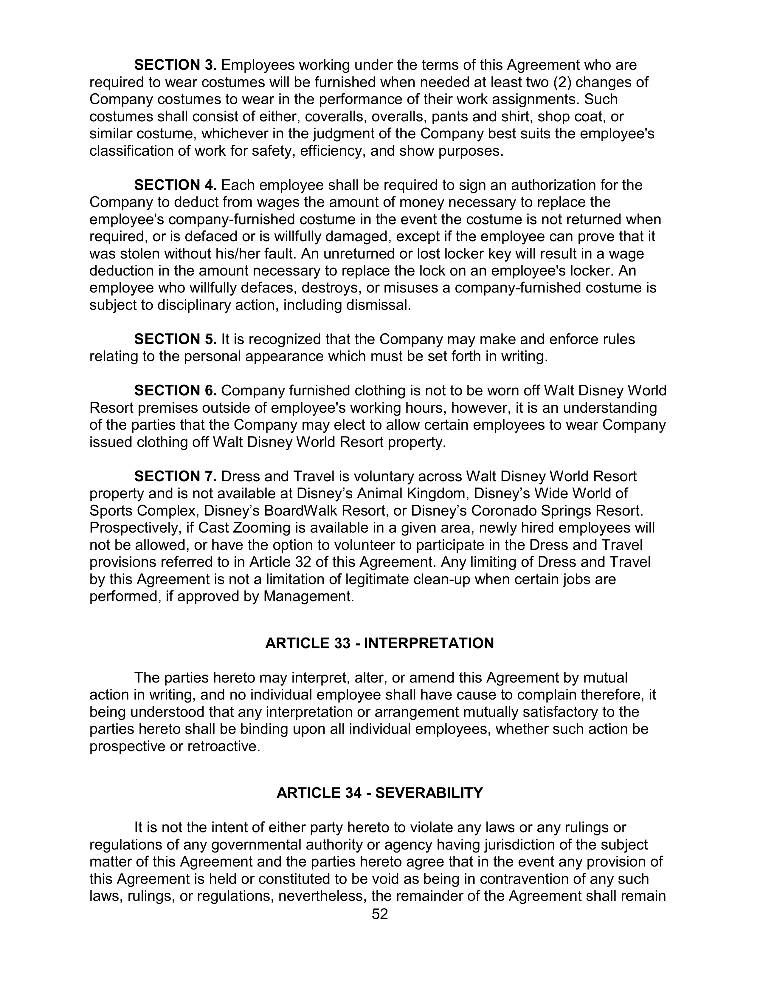 AGREEMENT BETWEEN WALT DISNEY WORLD CO. AND NORTH AMERICA’S BUILDING AND TRADES UNION — page 56
