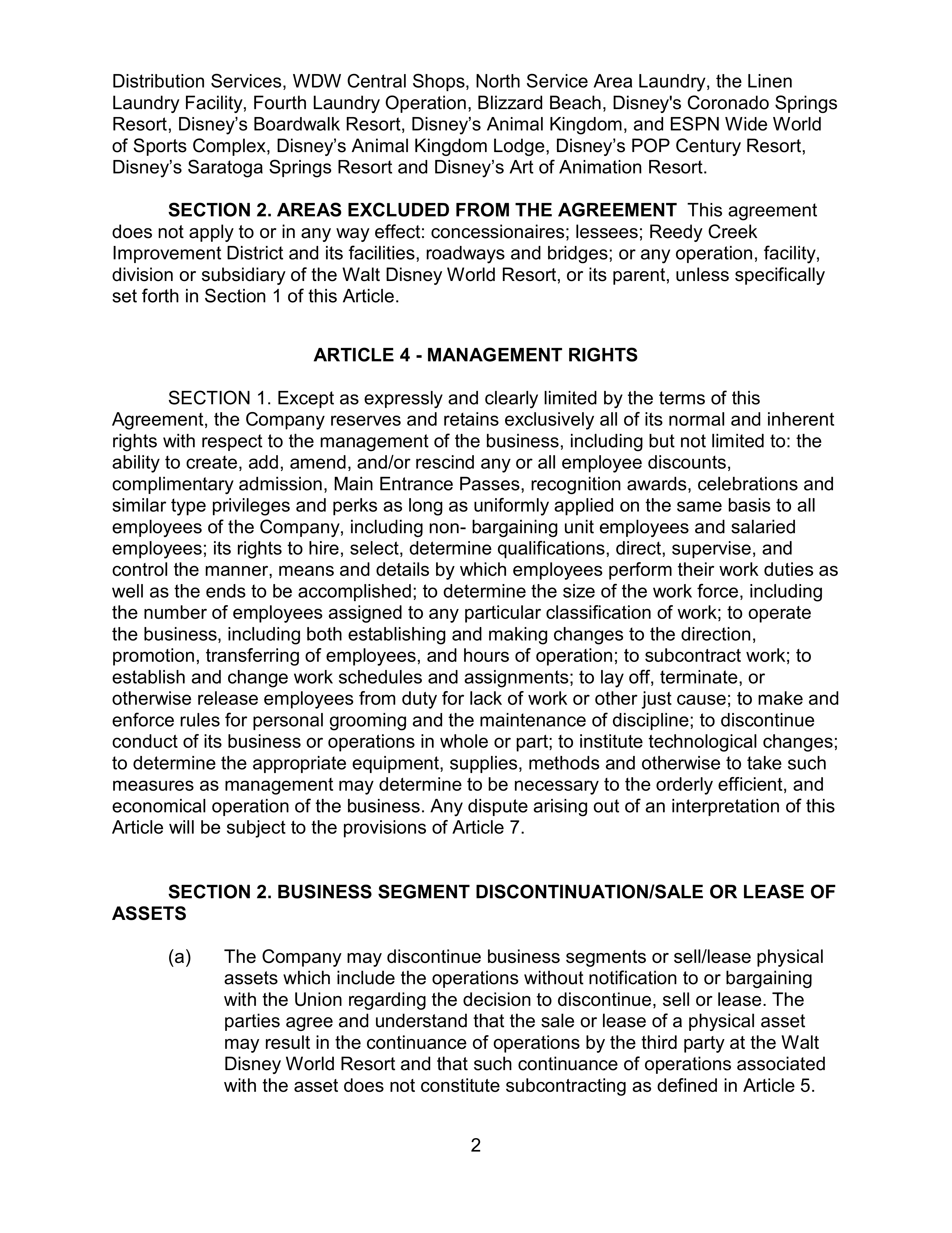 AGREEMENT BETWEEN WALT DISNEY WORLD CO. AND NORTH AMERICA’S BUILDING AND TRADES UNION — page 6