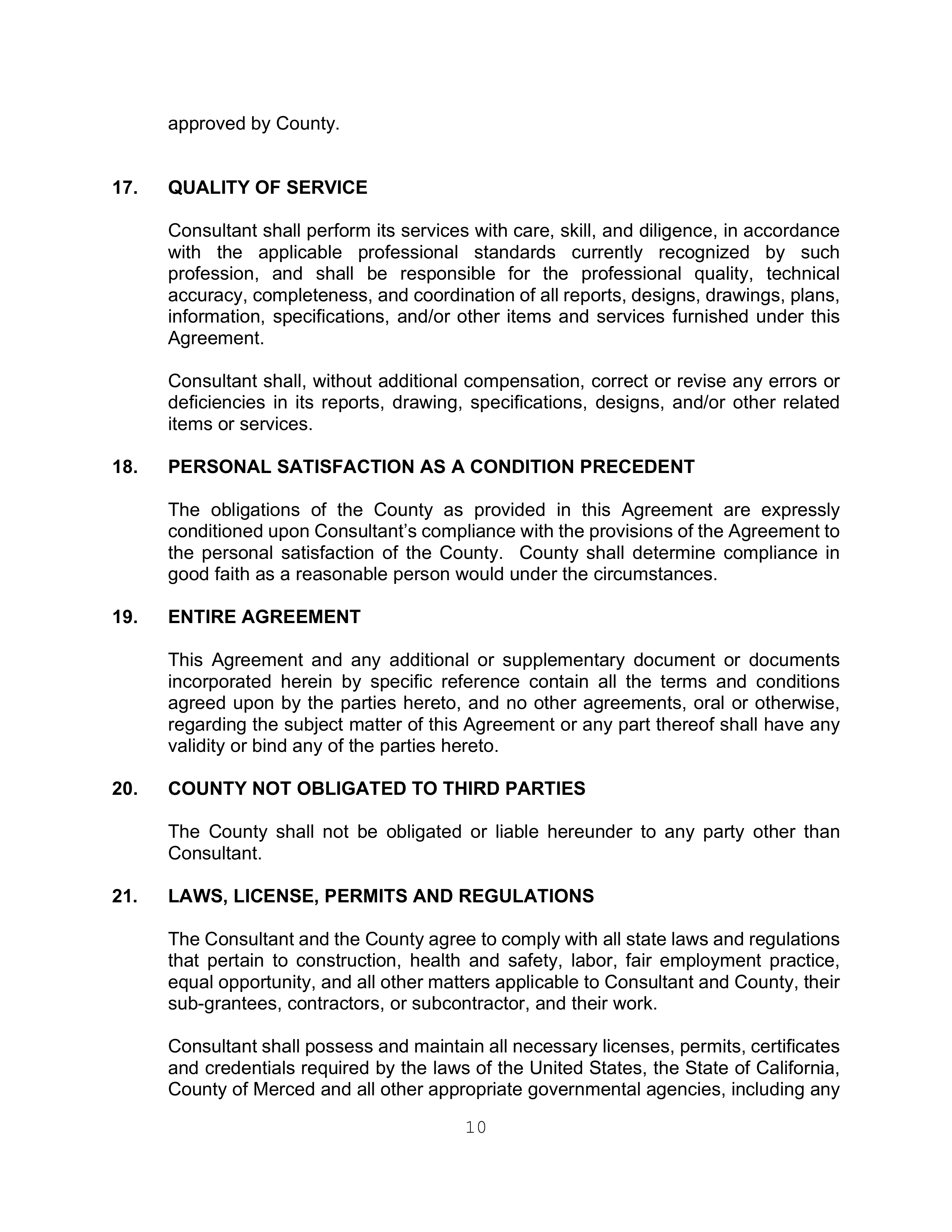 AGREEMENT FOR SPECIAL SERVICES BETWEEN KPMG LLP and MERCED COUNTY — page 10