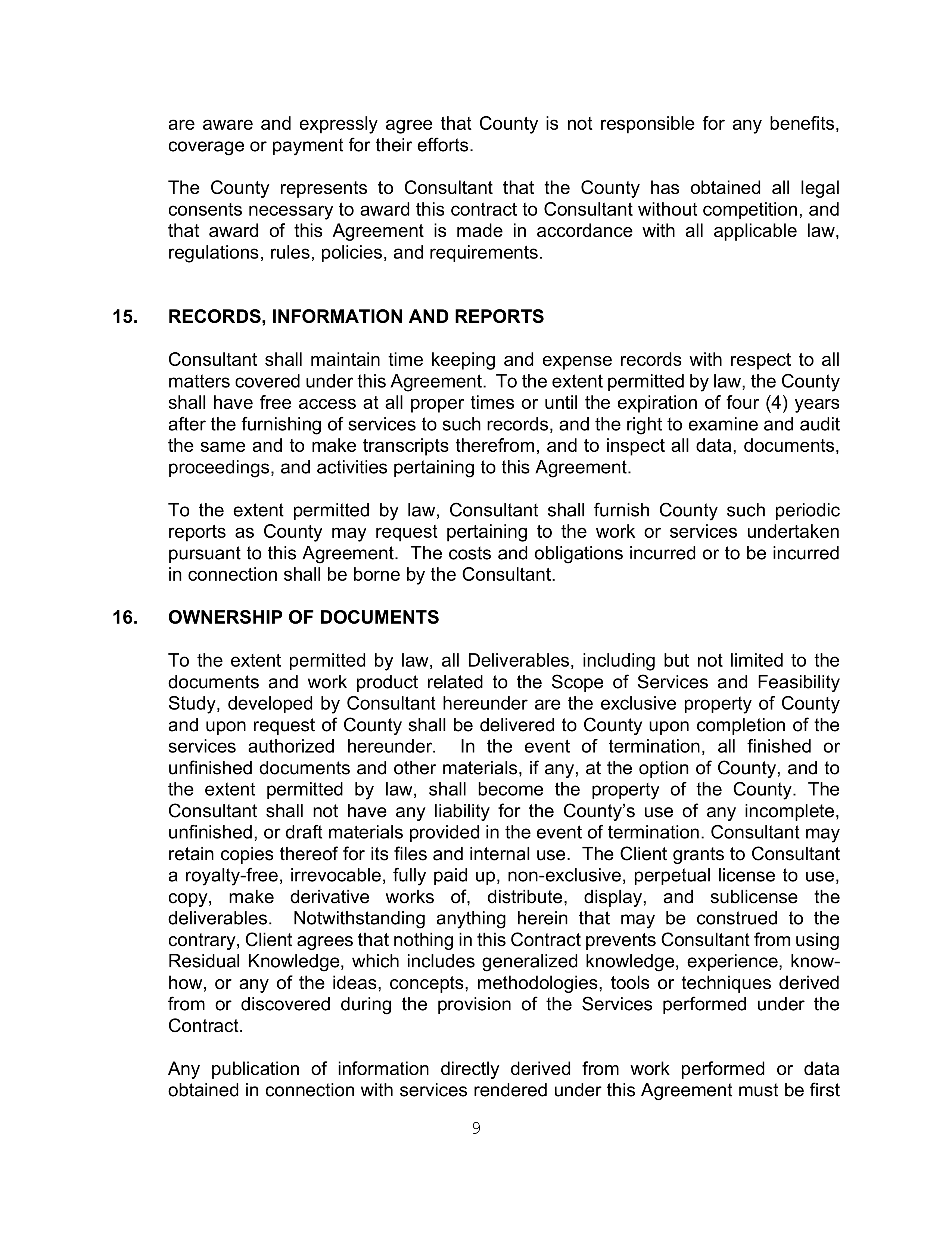 AGREEMENT FOR SPECIAL SERVICES BETWEEN KPMG LLP and MERCED COUNTY — page 9