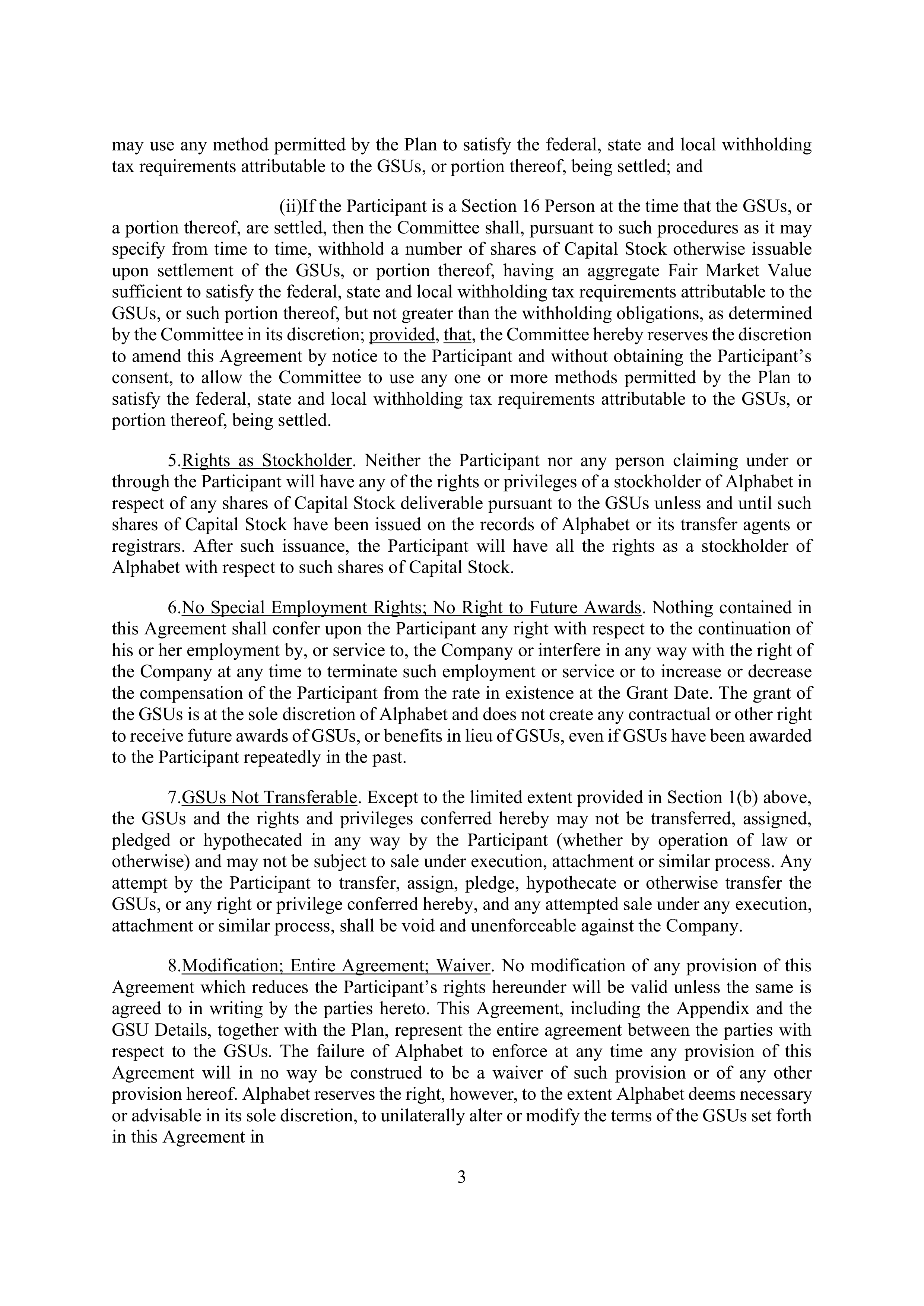 ALPHABET RESTRICTED STOCK UNIT AGREEMENT — page 3