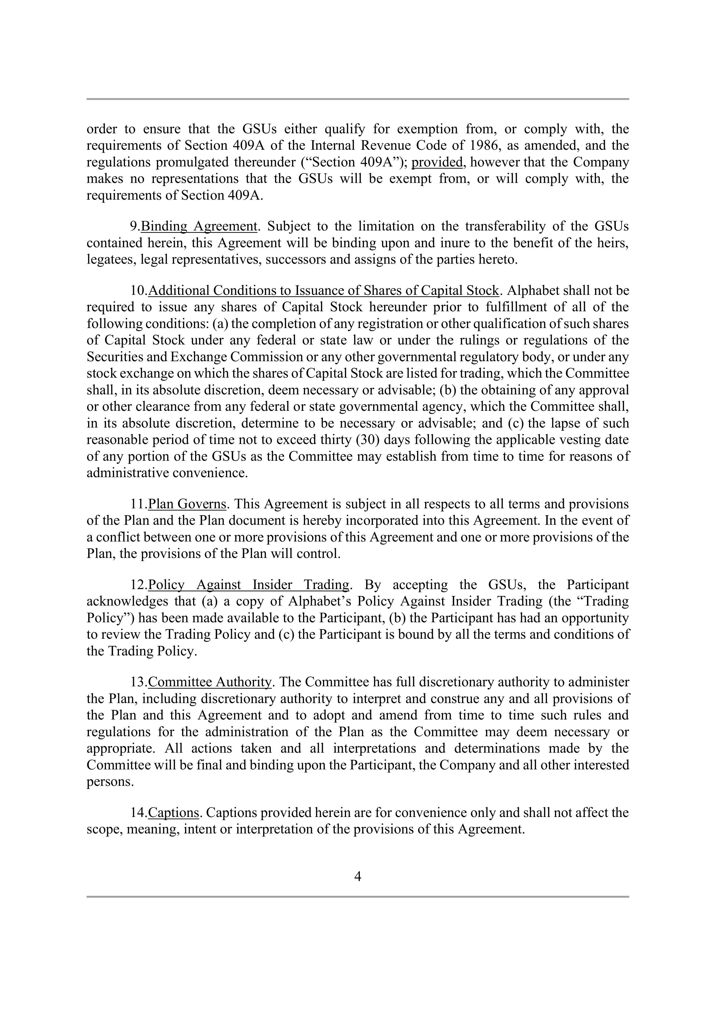 ALPHABET RESTRICTED STOCK UNIT AGREEMENT — page 4