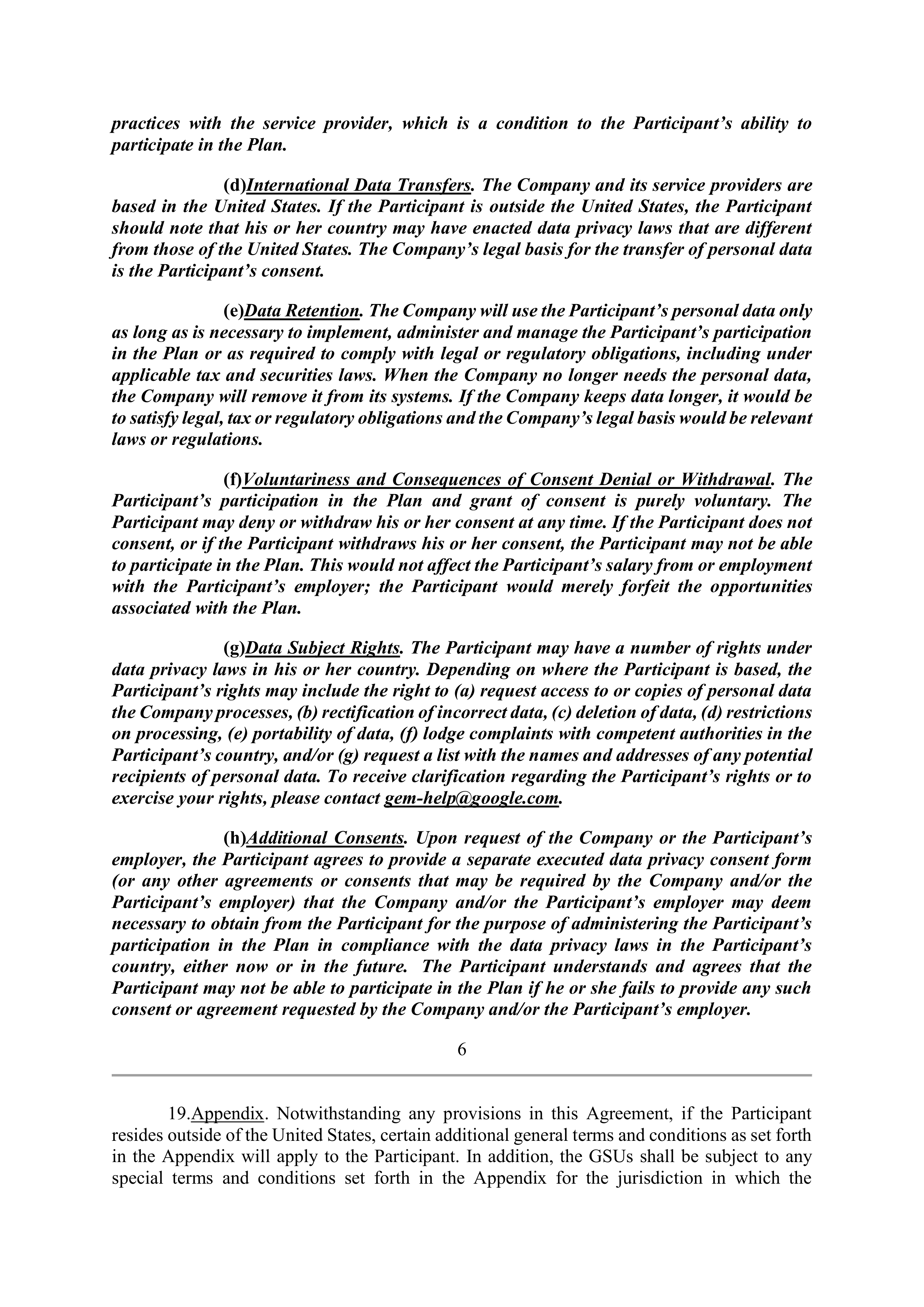 ALPHABET RESTRICTED STOCK UNIT AGREEMENT — page 6