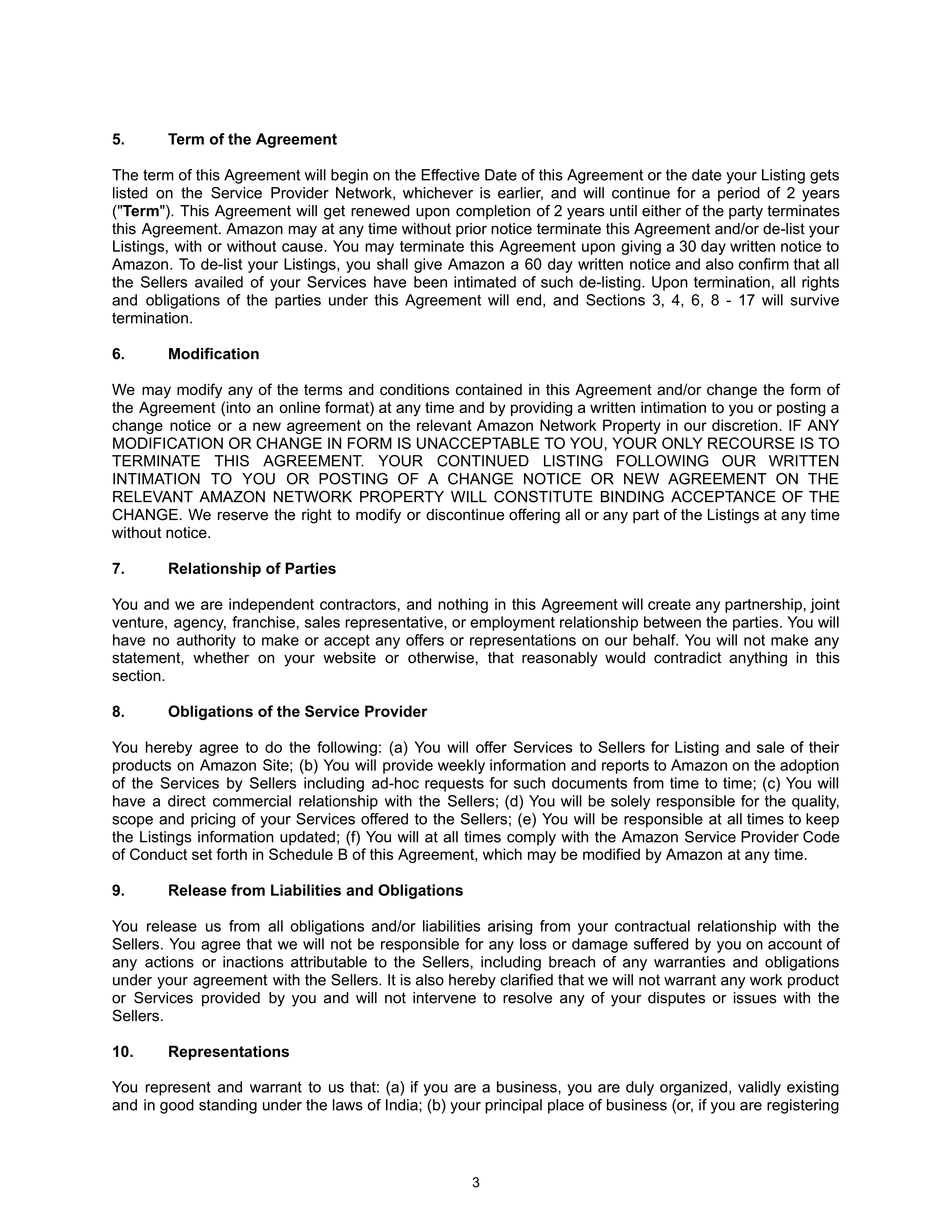 AMAZON SELLER SERVICES LISTINGS AGREEMENT — page 3