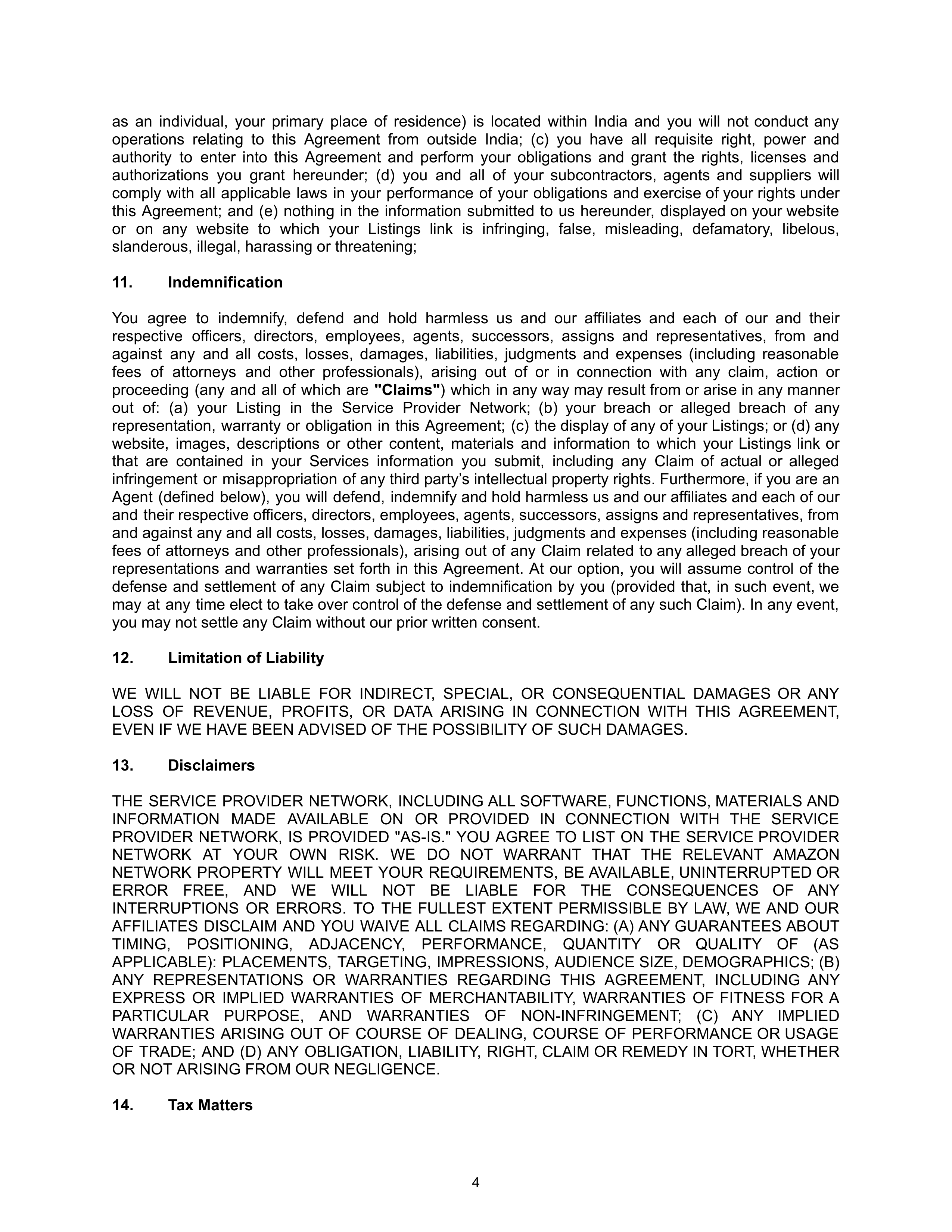 AMAZON SELLER SERVICES LISTINGS AGREEMENT — page 4