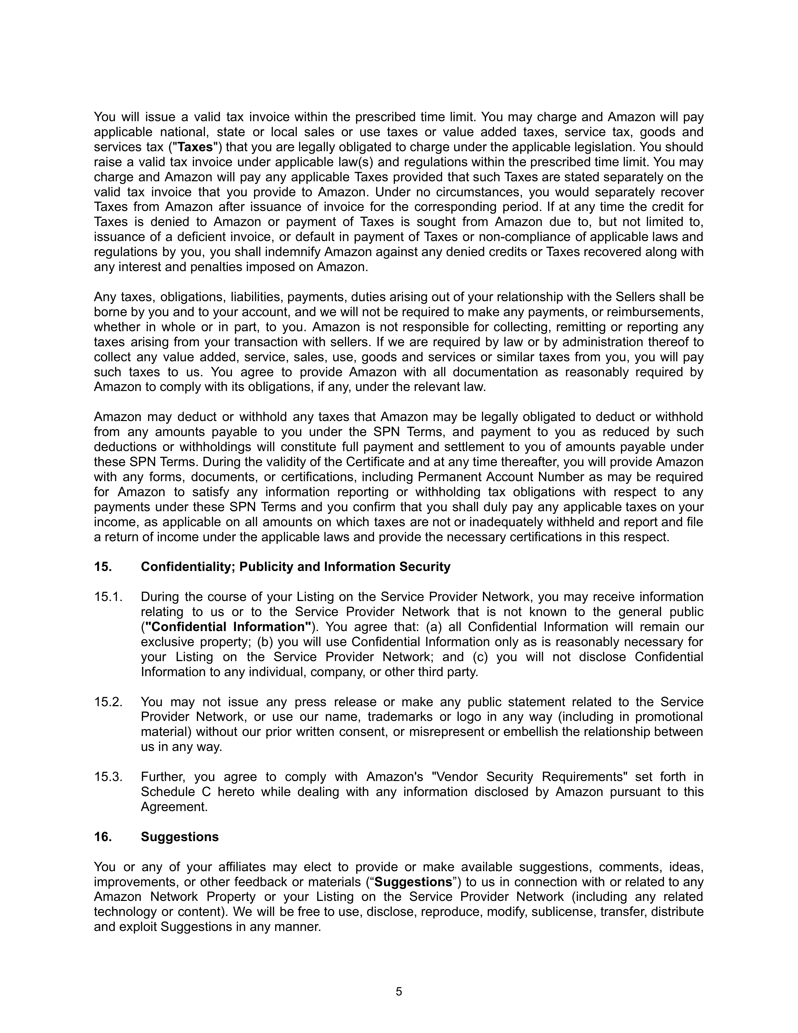 AMAZON SELLER SERVICES LISTINGS AGREEMENT — page 5