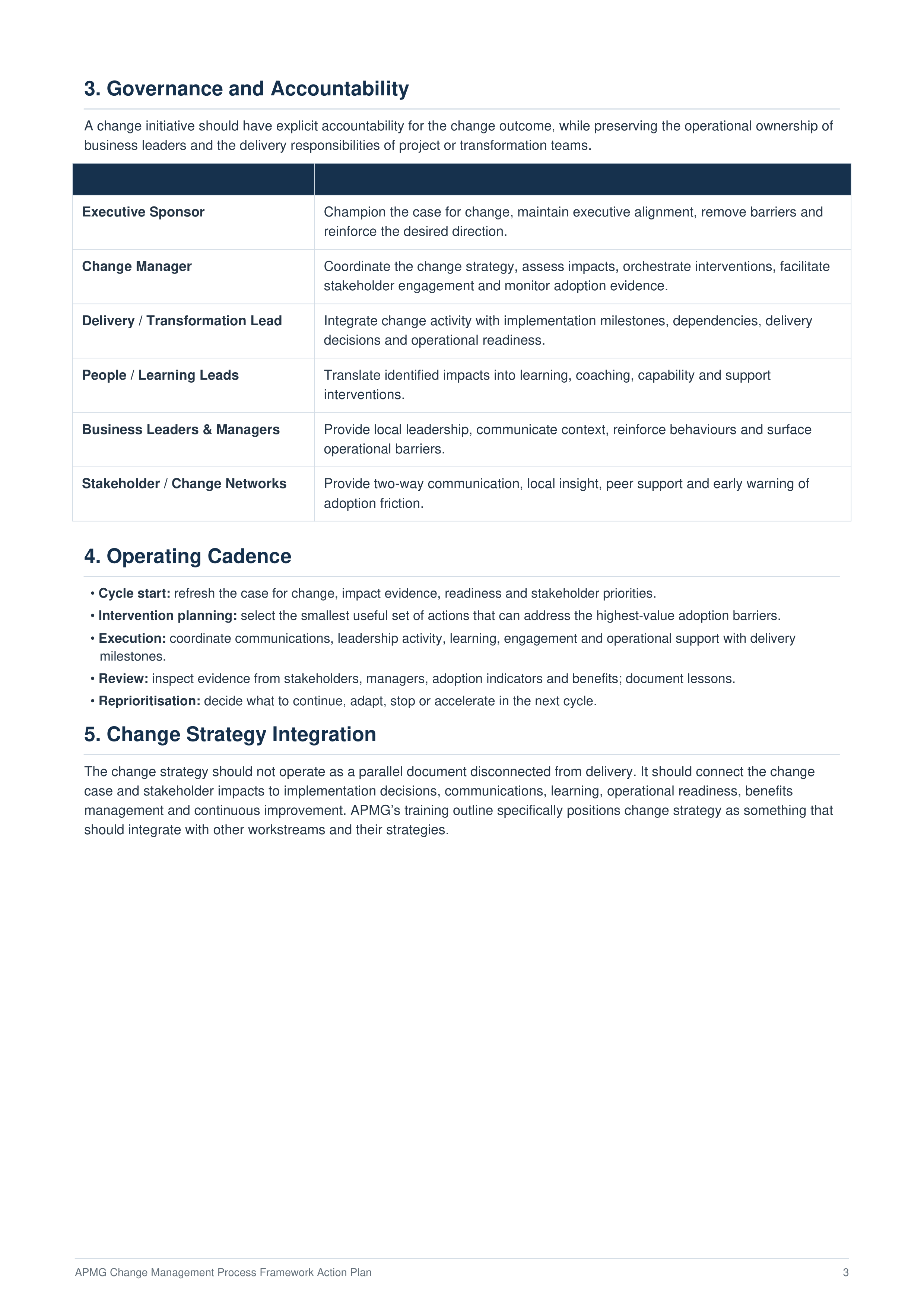 APMG Change Management Process Framework Action Plan — page 3