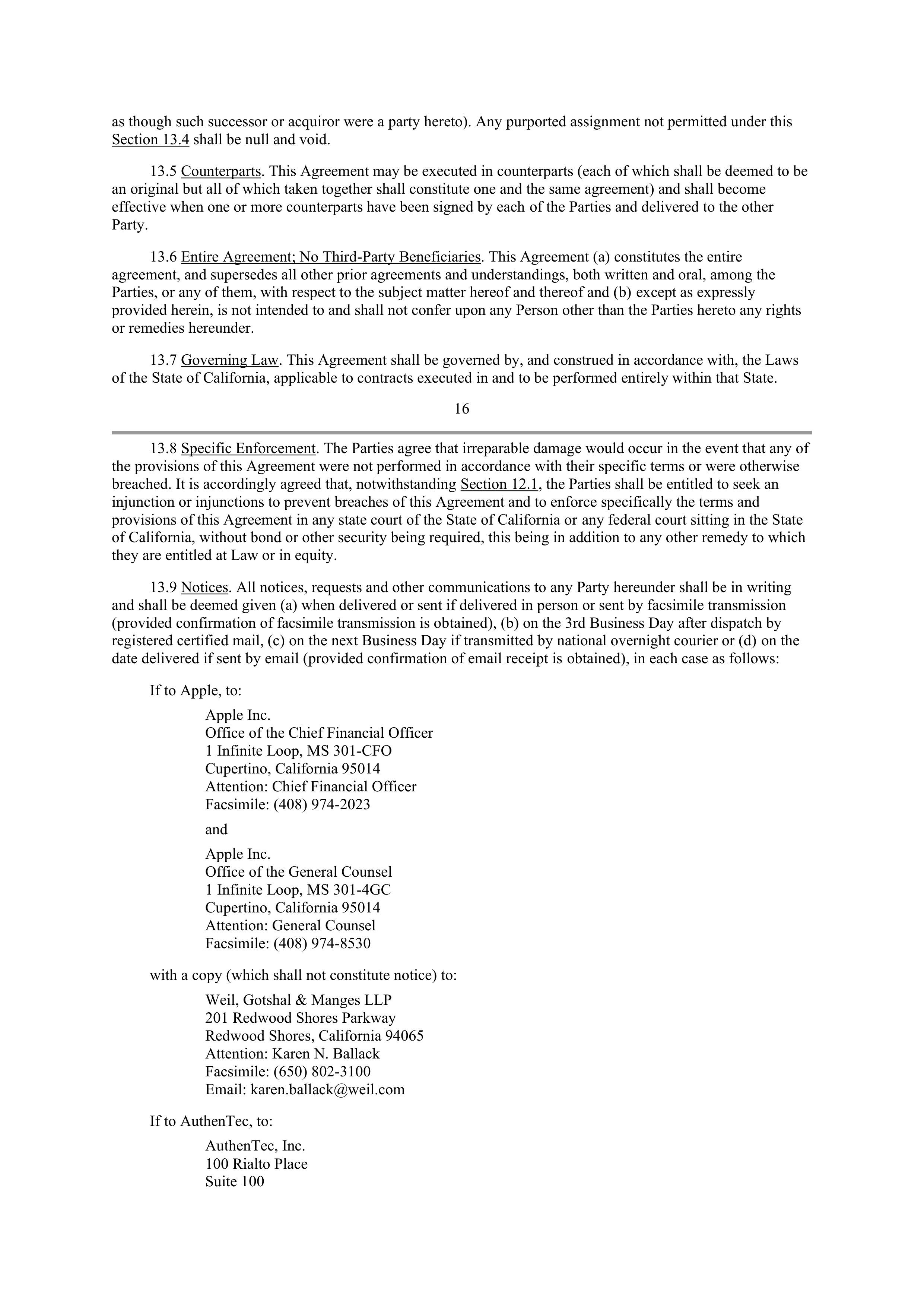 APPLE INTELLECTUAL PROPERTY AND TECHNOLOGY AGREEMENT — page 14