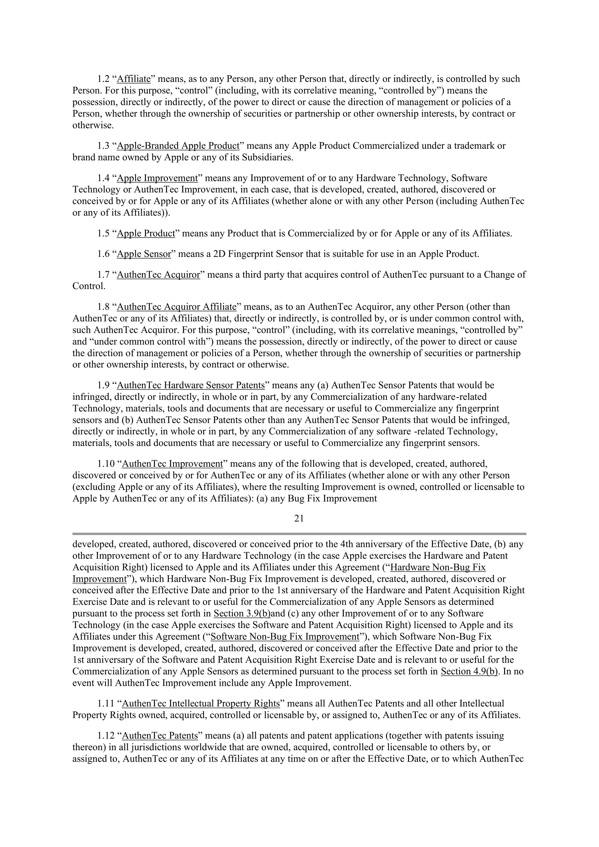 APPLE INTELLECTUAL PROPERTY AND TECHNOLOGY AGREEMENT — page 17