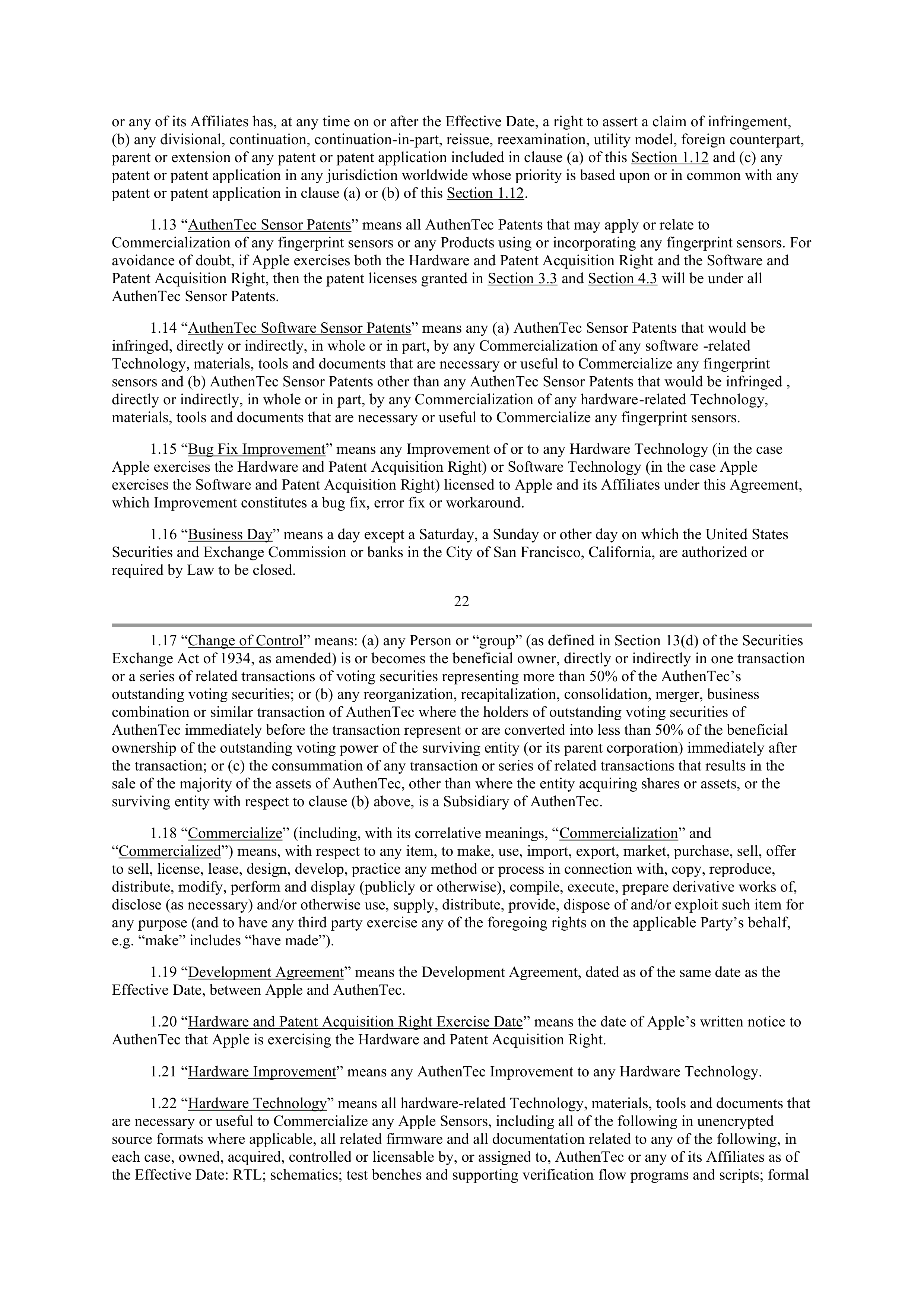 APPLE INTELLECTUAL PROPERTY AND TECHNOLOGY AGREEMENT — page 18