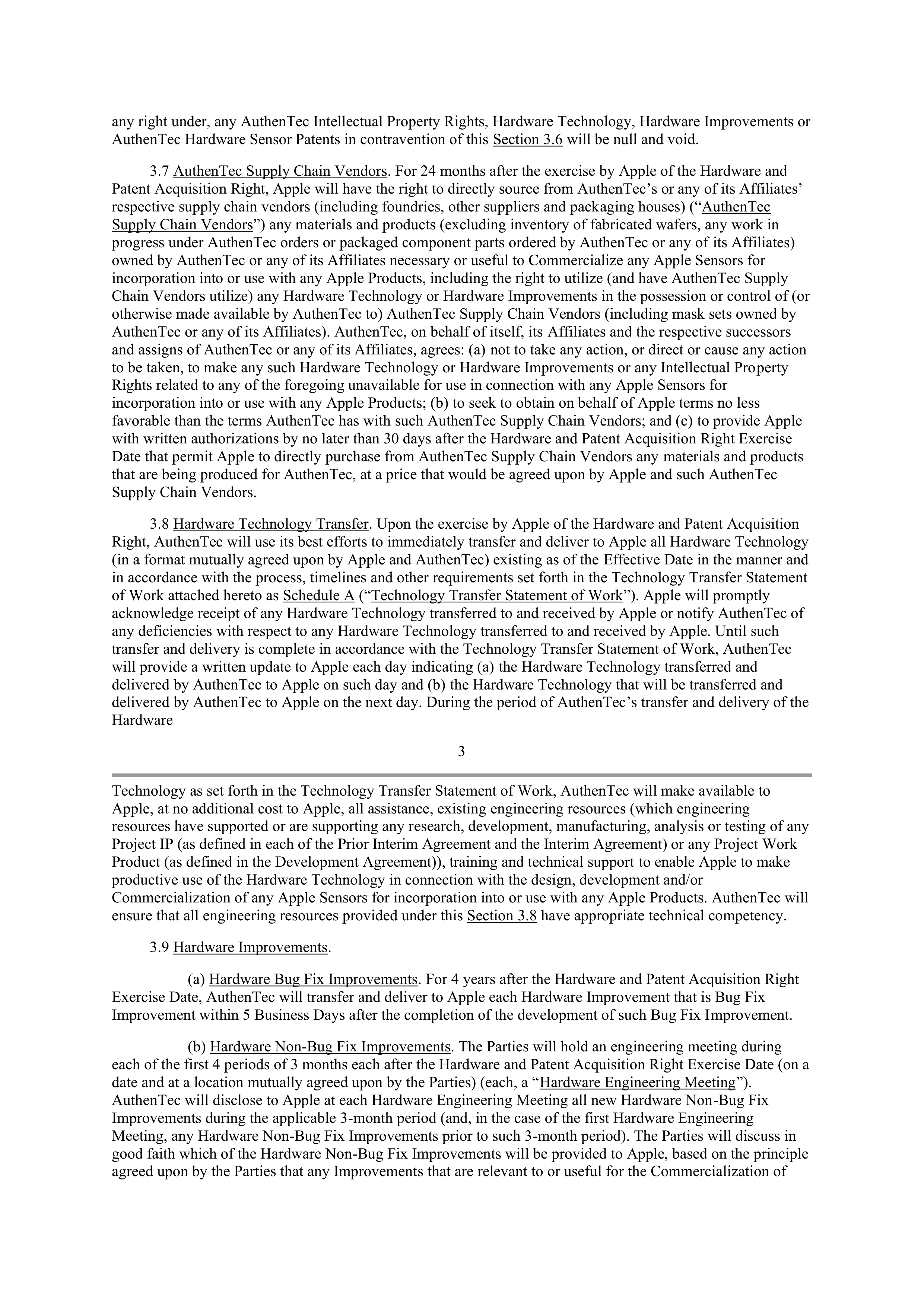 APPLE INTELLECTUAL PROPERTY AND TECHNOLOGY AGREEMENT — page 3