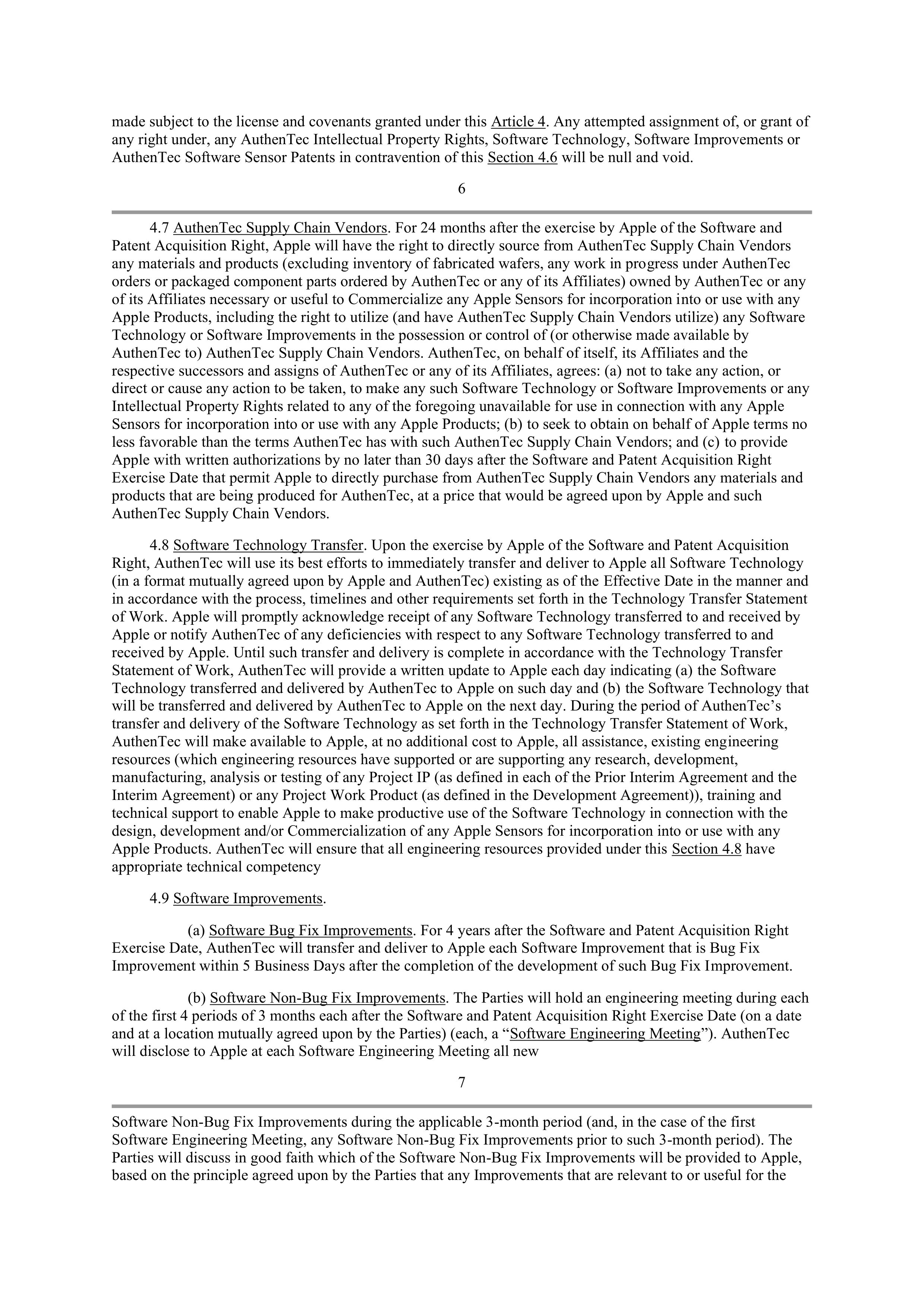 APPLE INTELLECTUAL PROPERTY AND TECHNOLOGY AGREEMENT — page 6
