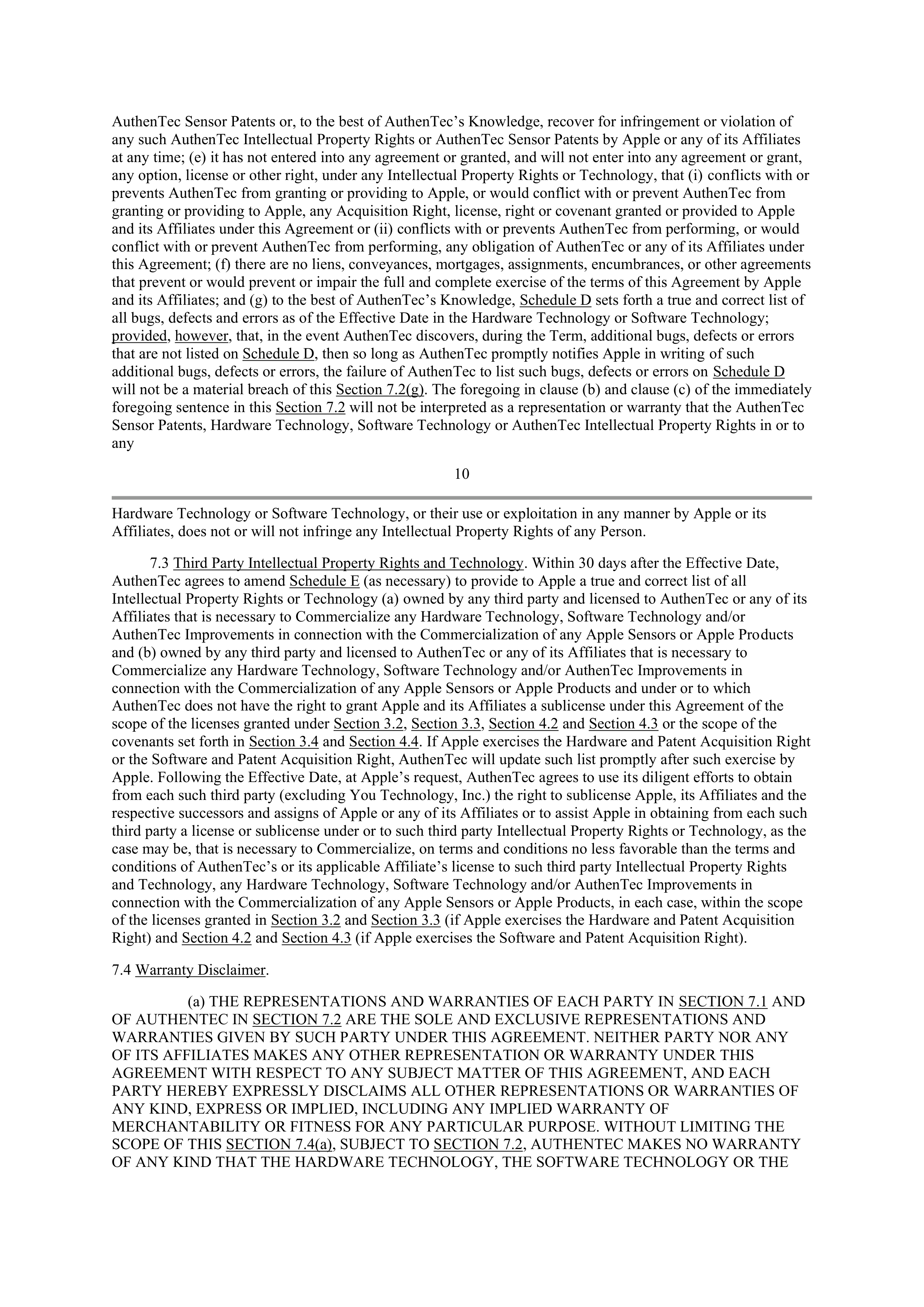APPLE INTELLECTUAL PROPERTY AND TECHNOLOGY AGREEMENT — page 9