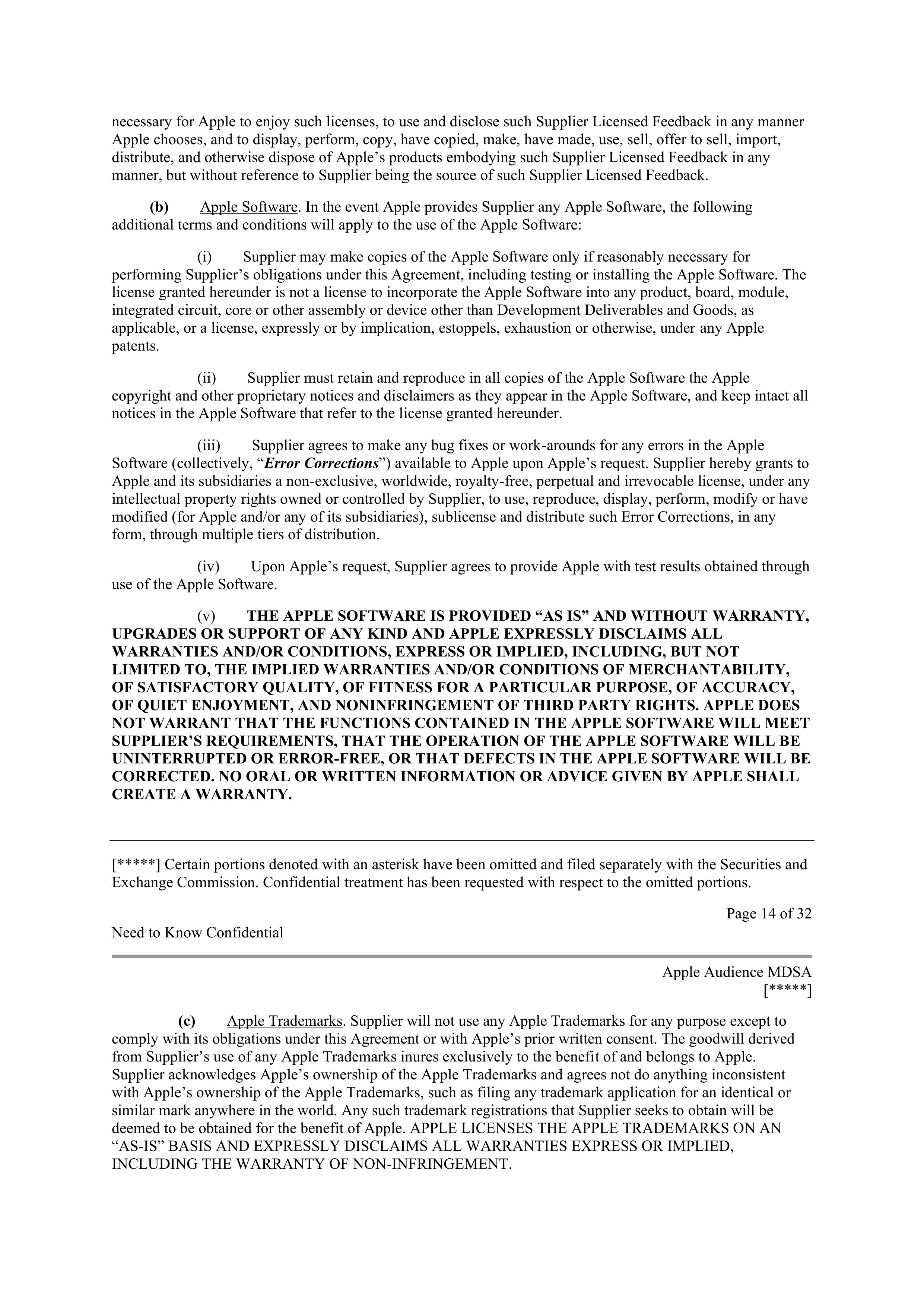 APPLE INC. MASTER DEVELOPMENT AND SUPPLY AGREEMENT — page 13