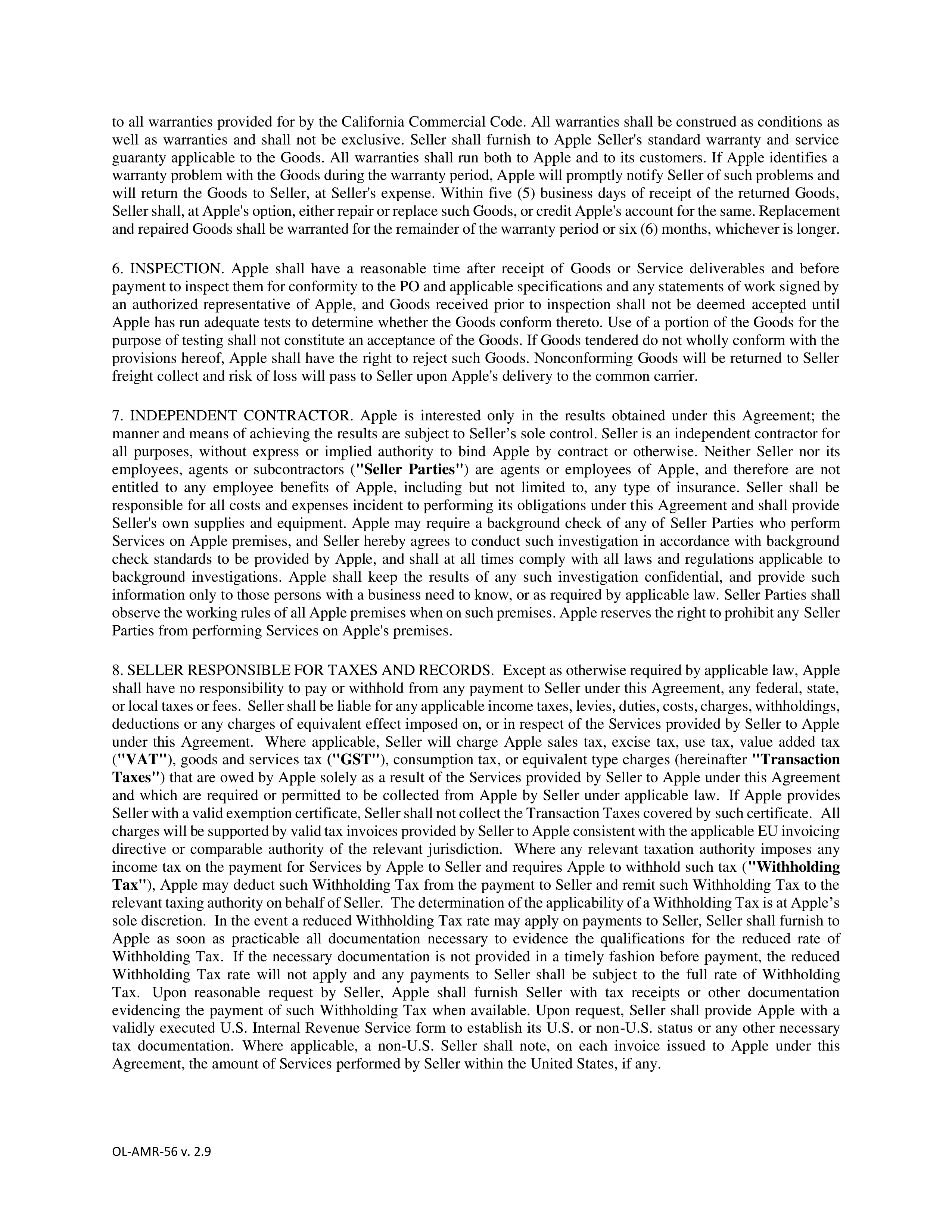 APPLE PURCHASE AGREEMENT — page 3