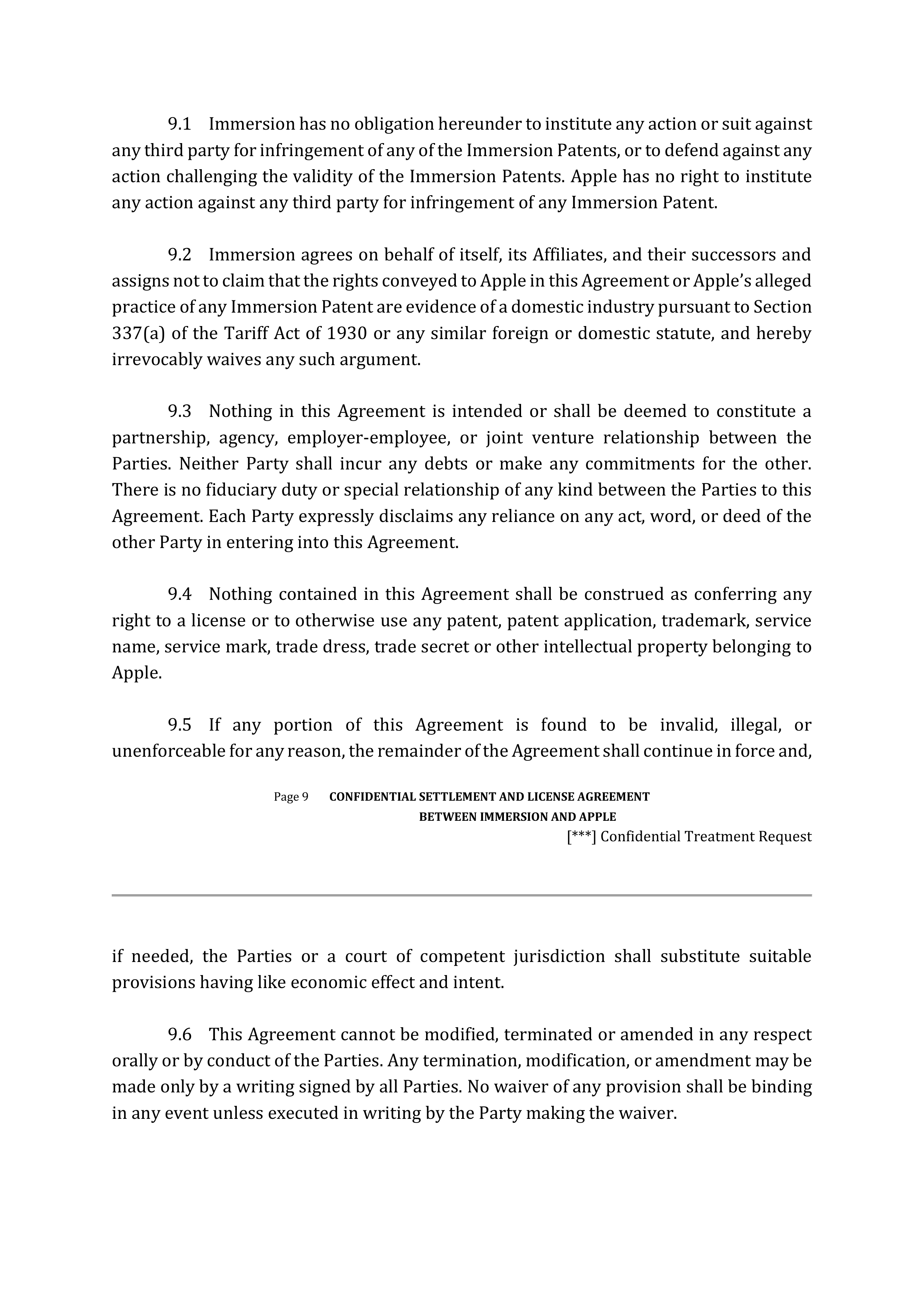 APPLE SETTLEMENT AND LICENSE AGREEMENT — page 11