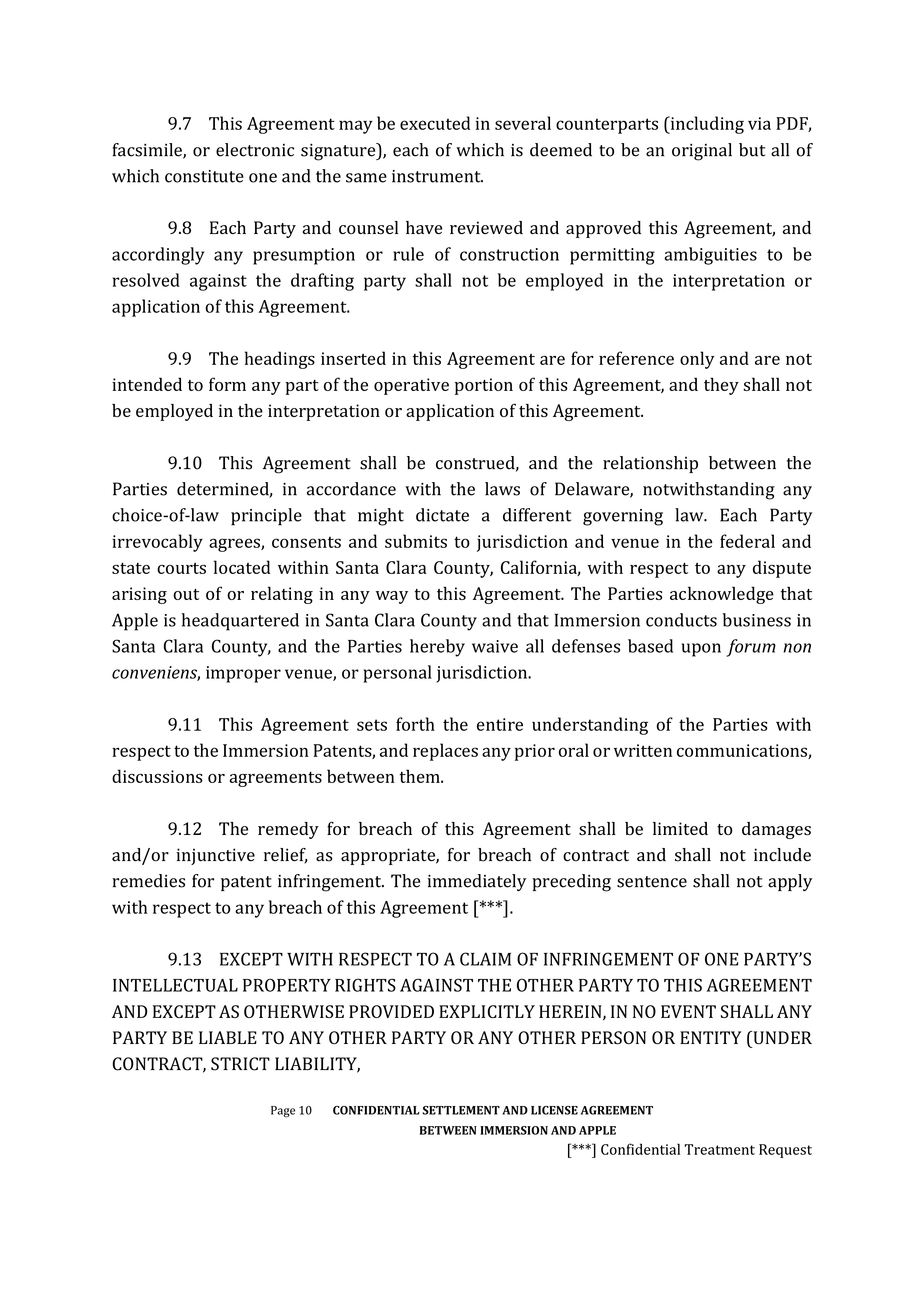 APPLE SETTLEMENT AND LICENSE AGREEMENT — page 12