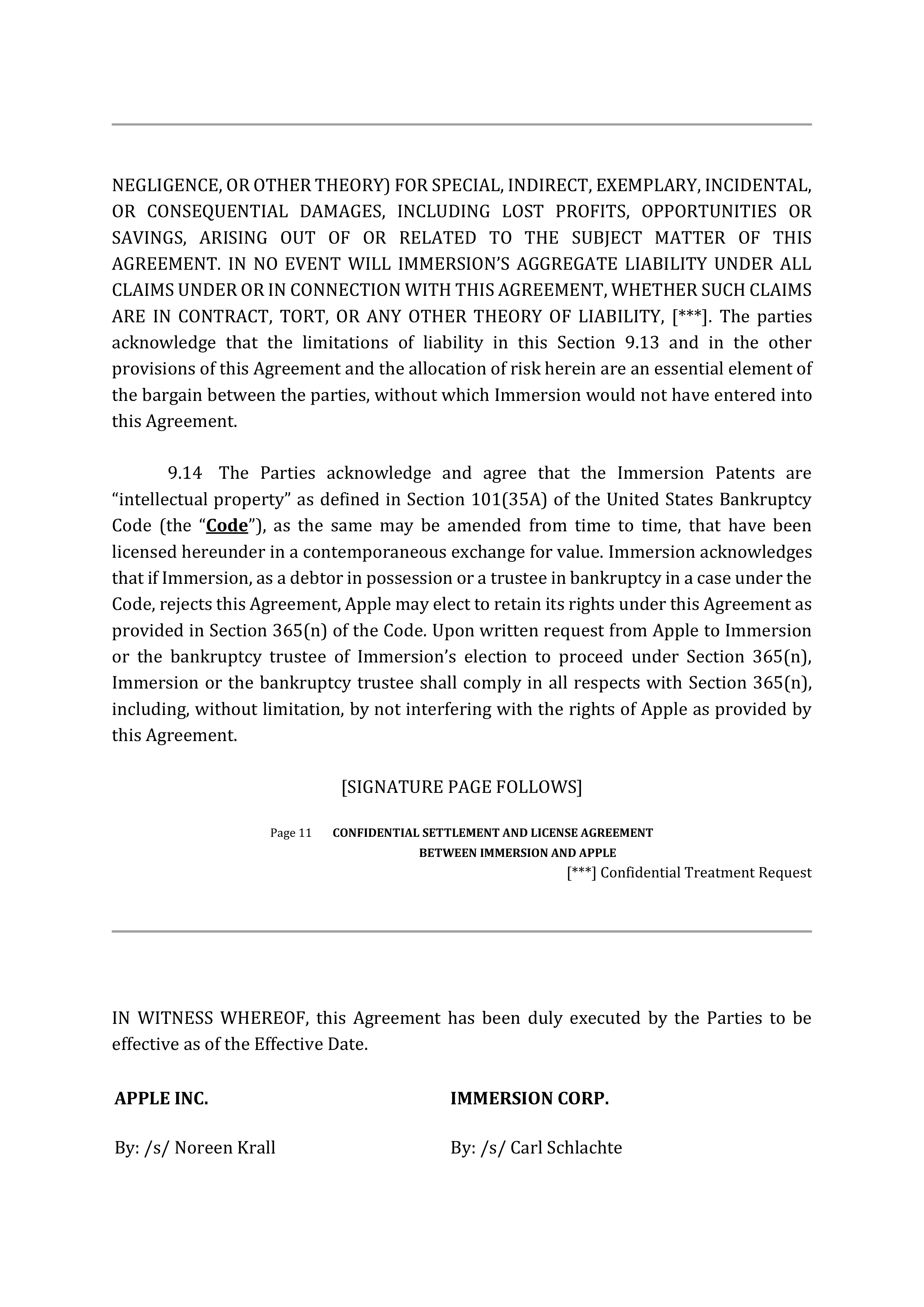 APPLE SETTLEMENT AND LICENSE AGREEMENT — page 13
