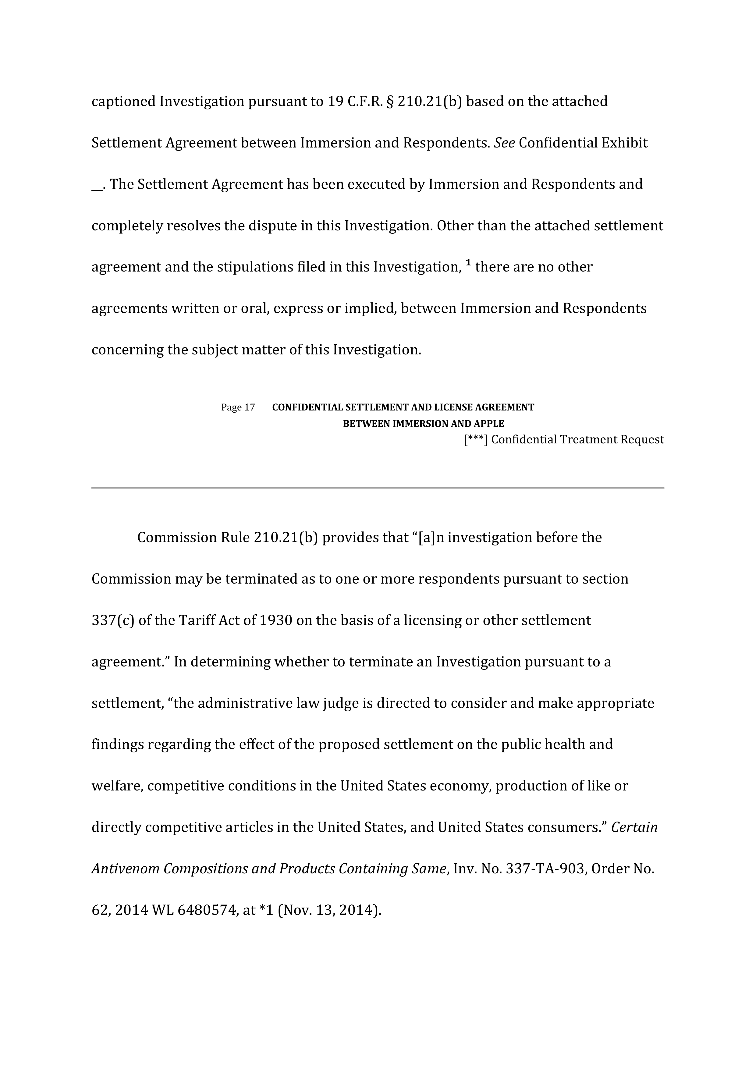 APPLE SETTLEMENT AND LICENSE AGREEMENT — page 20
