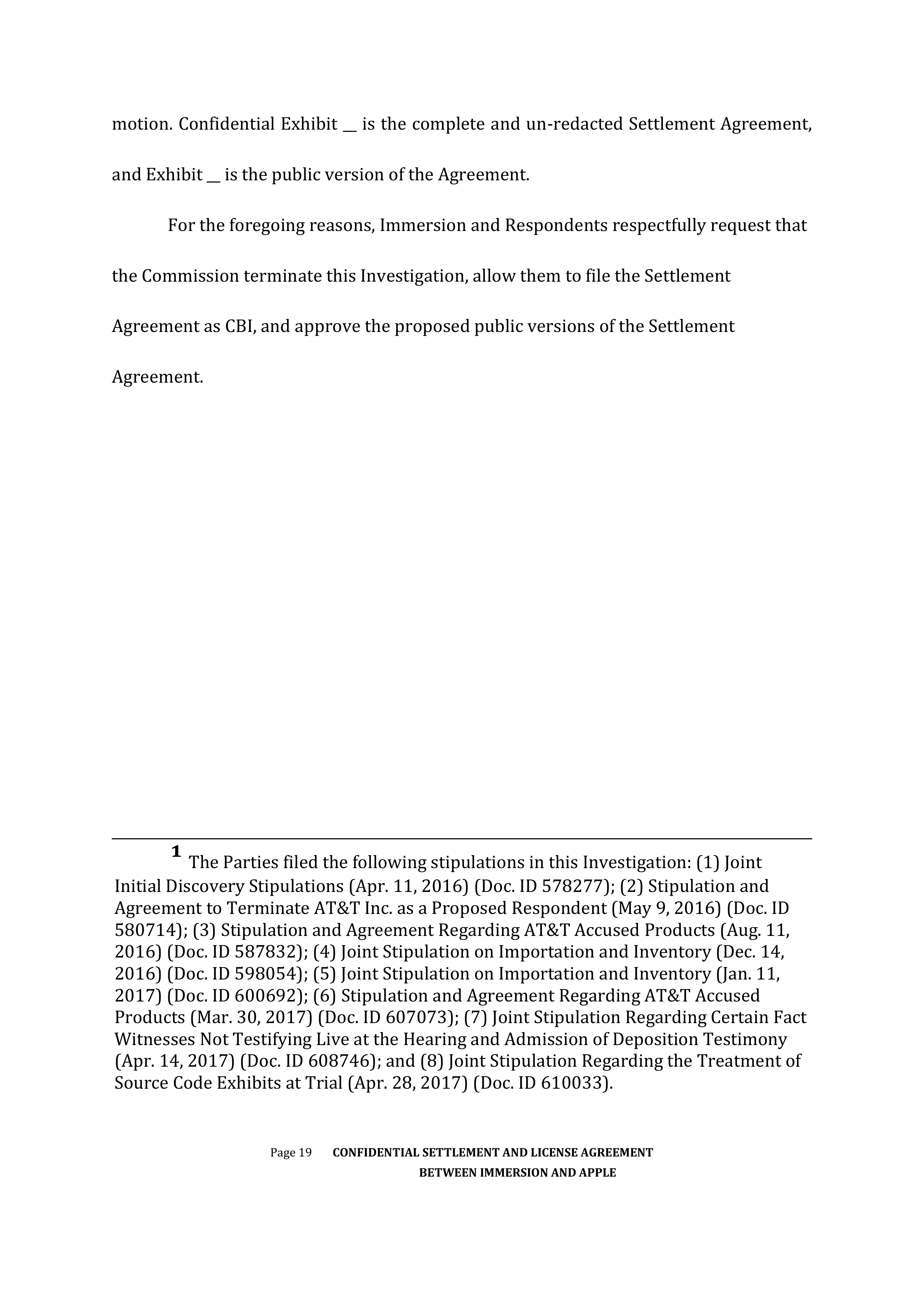 APPLE SETTLEMENT AND LICENSE AGREEMENT — page 22