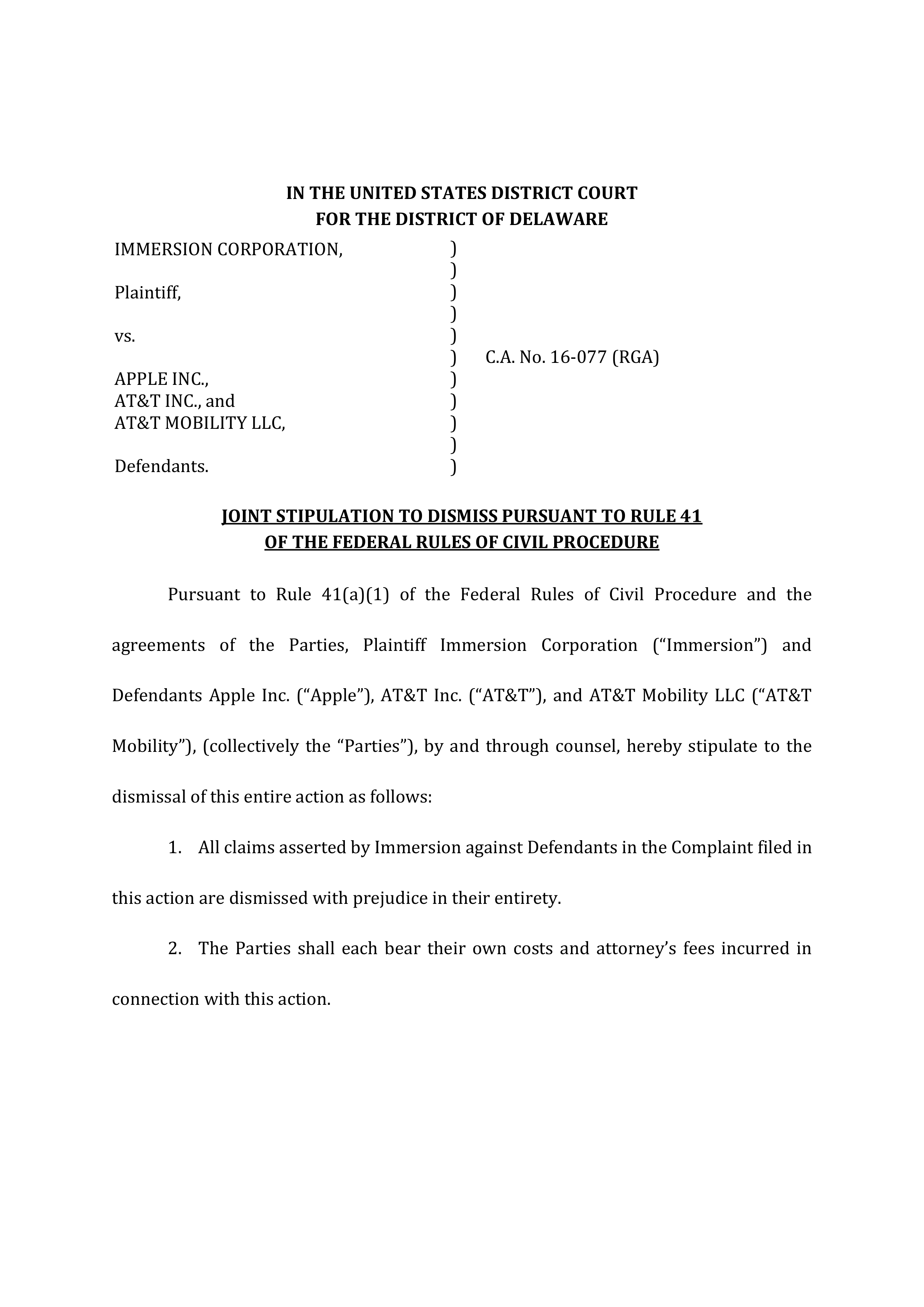 APPLE SETTLEMENT AND LICENSE AGREEMENT — page 27