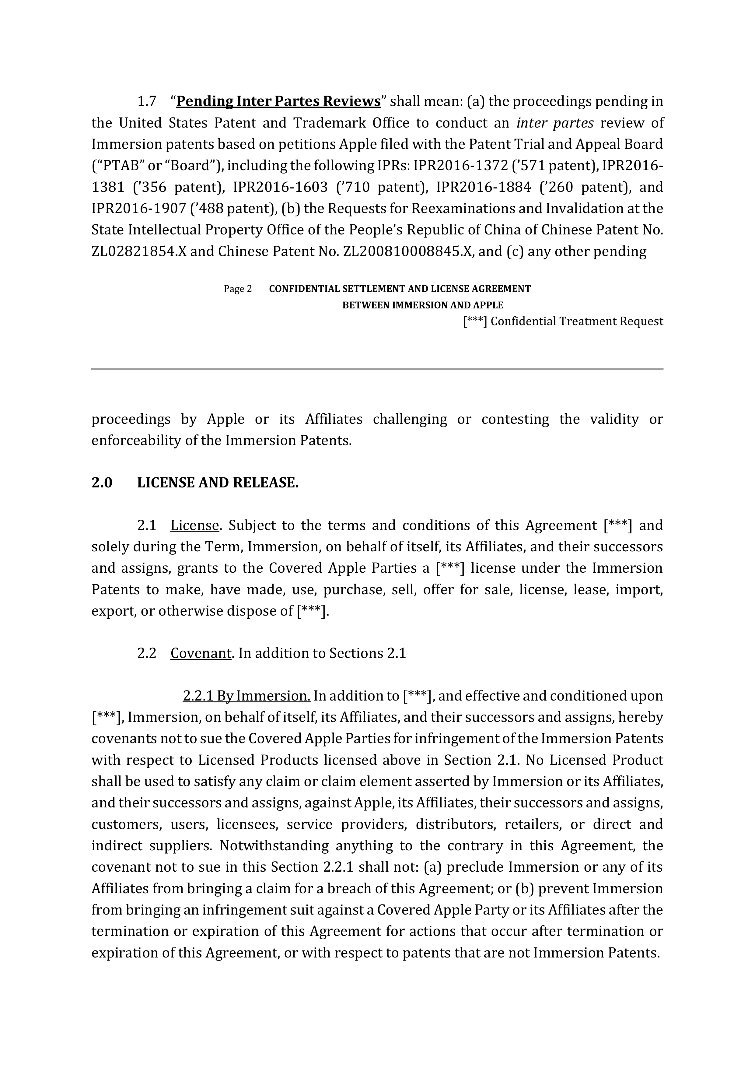 APPLE SETTLEMENT AND LICENSE AGREEMENT — page 3