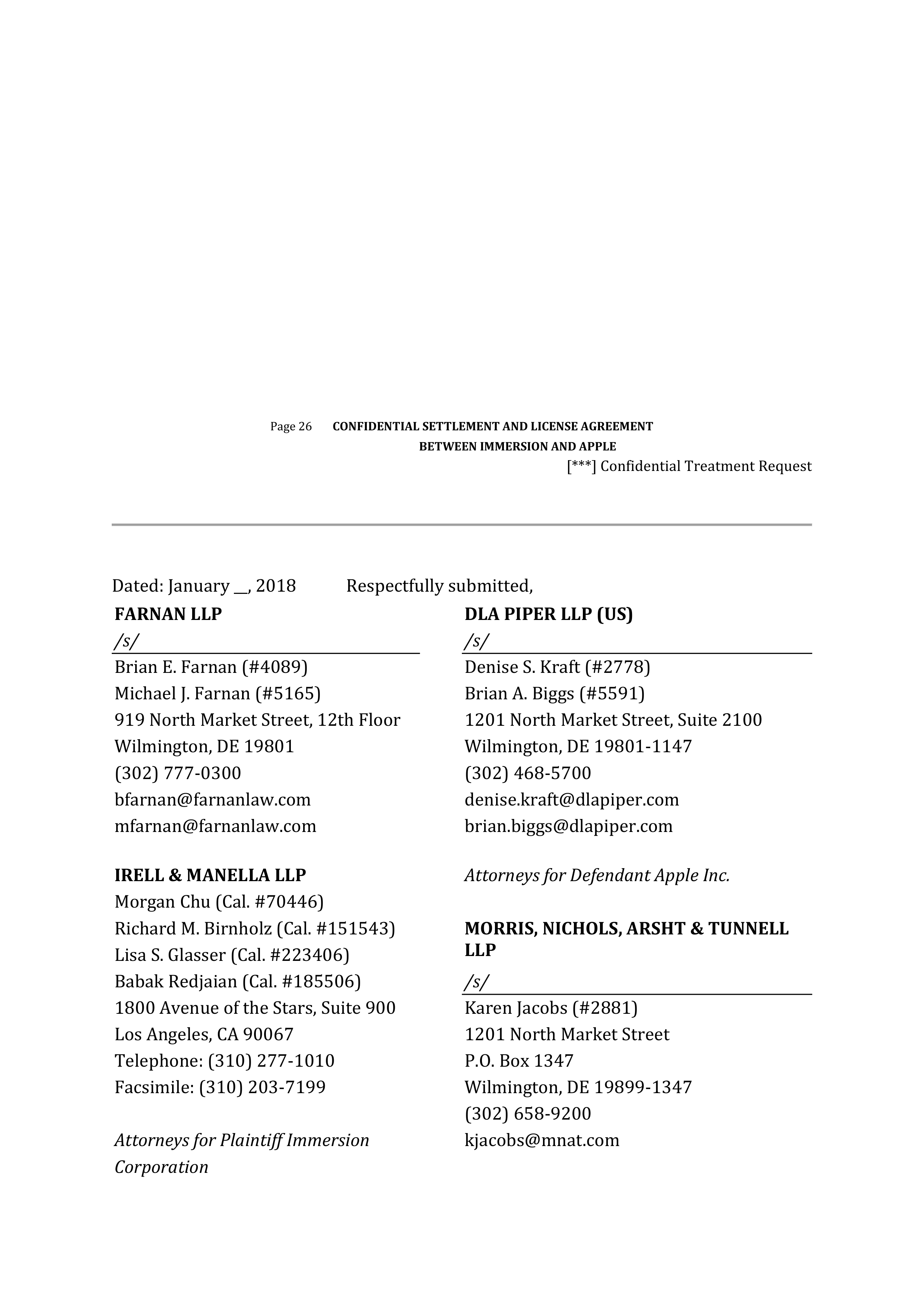 APPLE SETTLEMENT AND LICENSE AGREEMENT — page 30
