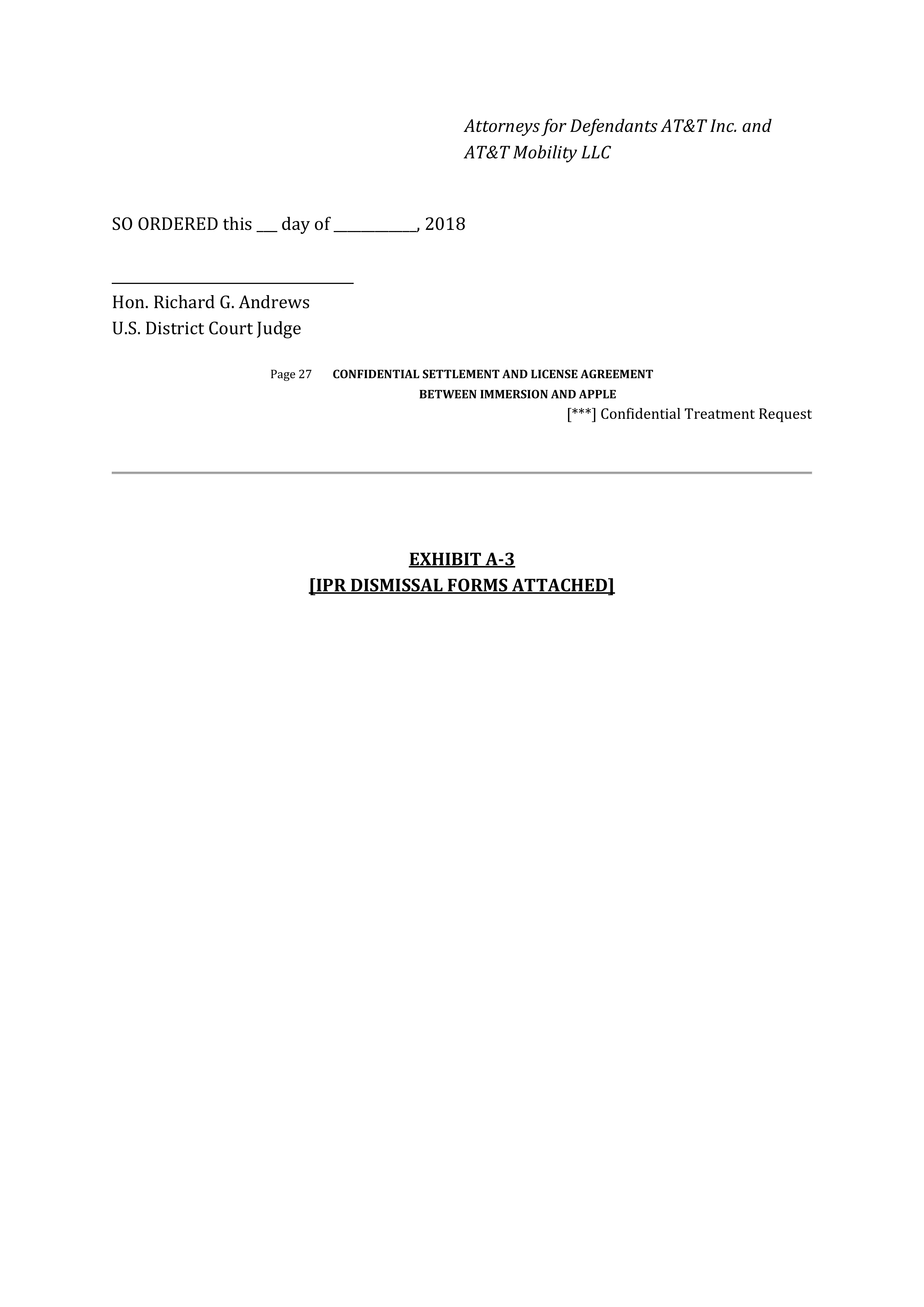 APPLE SETTLEMENT AND LICENSE AGREEMENT — page 31