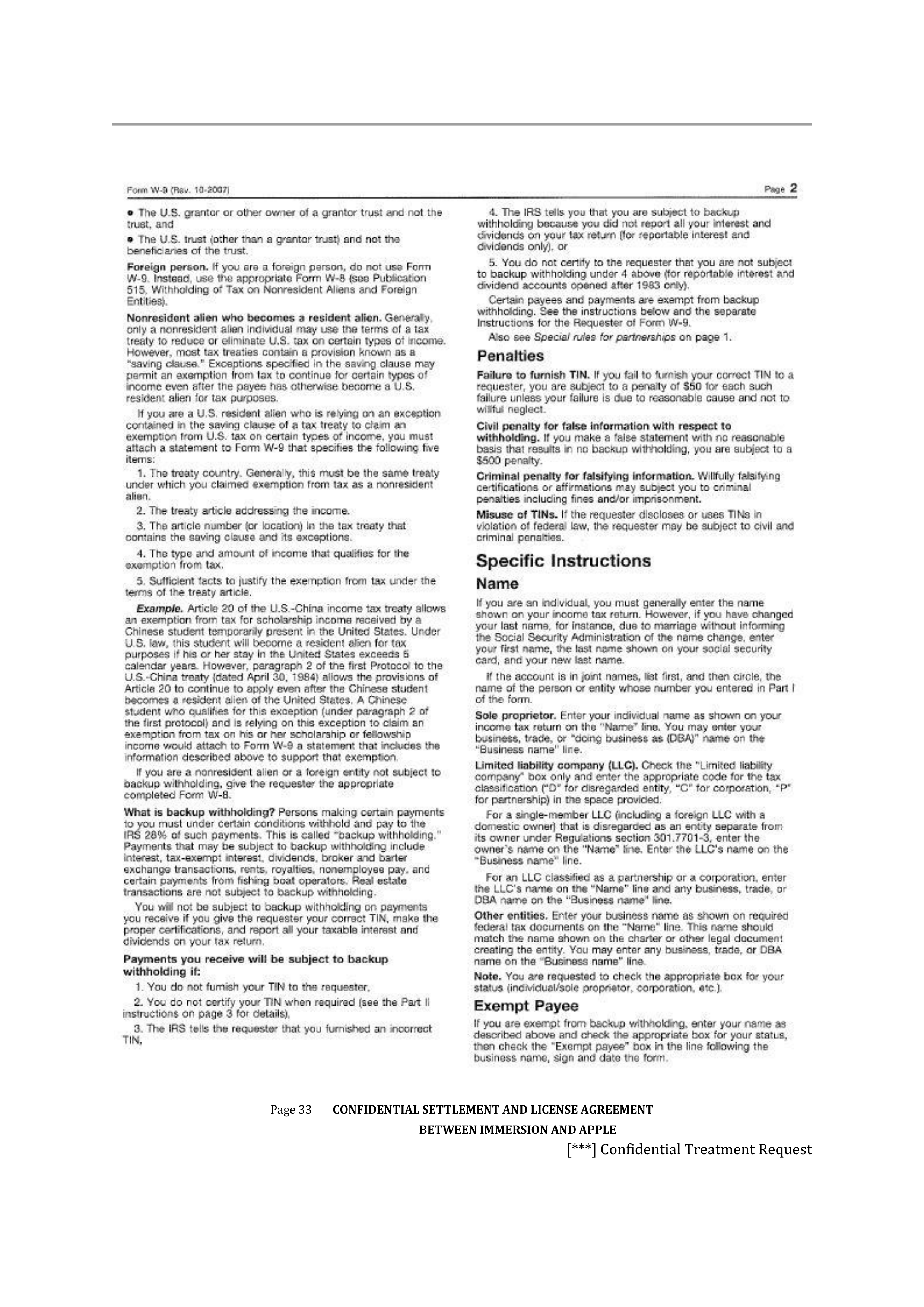 APPLE SETTLEMENT AND LICENSE AGREEMENT — page 36