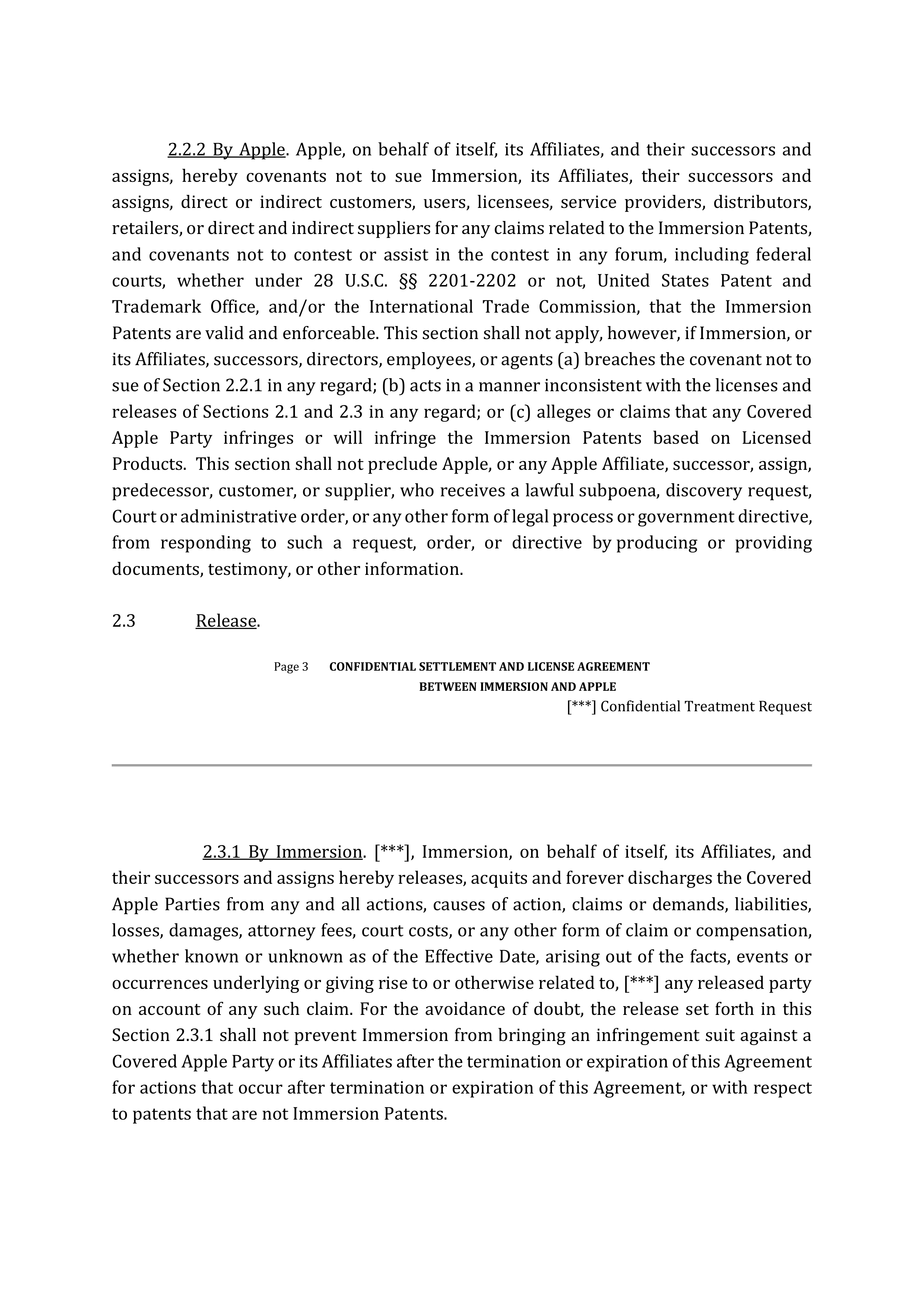 APPLE SETTLEMENT AND LICENSE AGREEMENT — page 4
