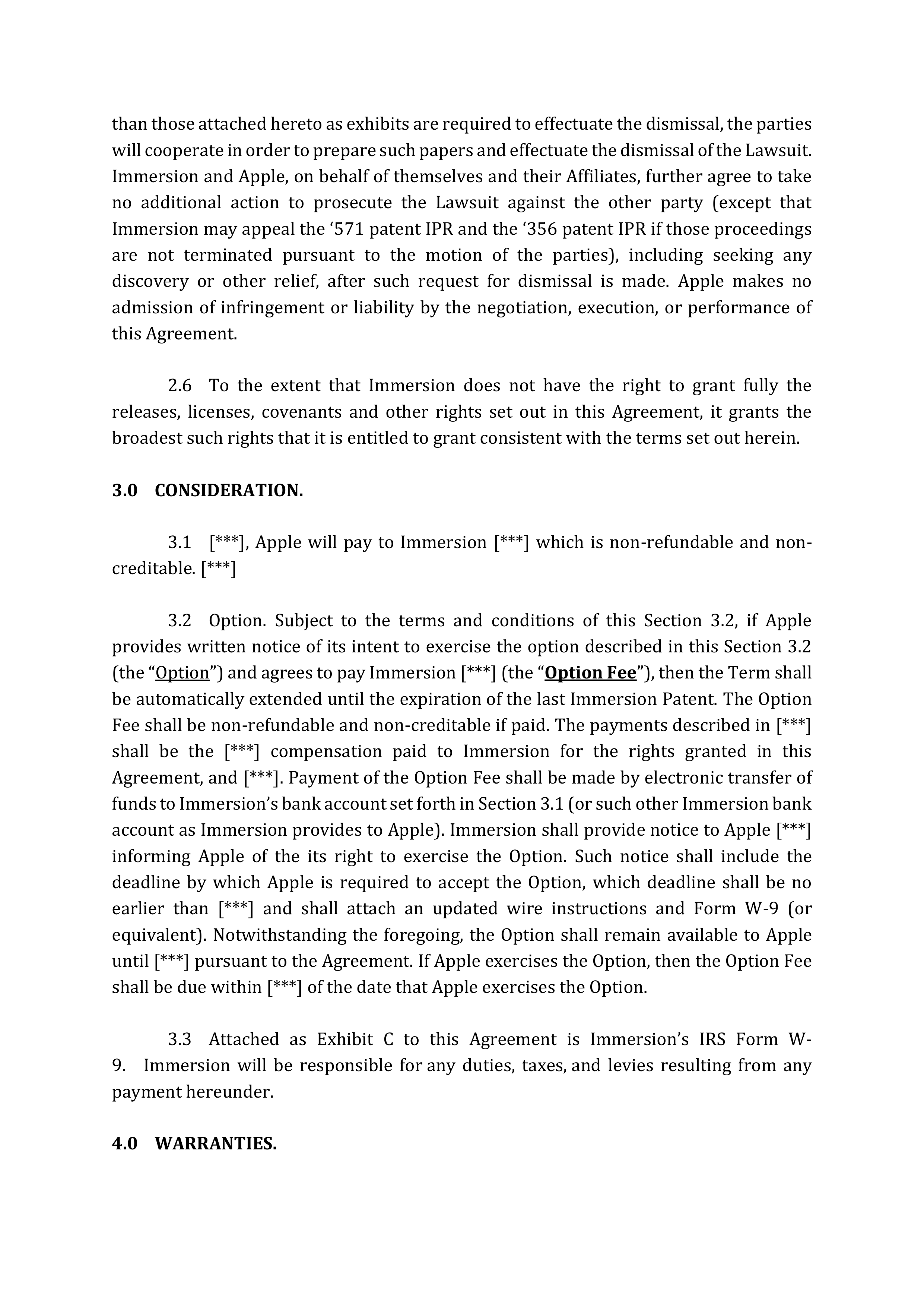 APPLE SETTLEMENT AND LICENSE AGREEMENT — page 6