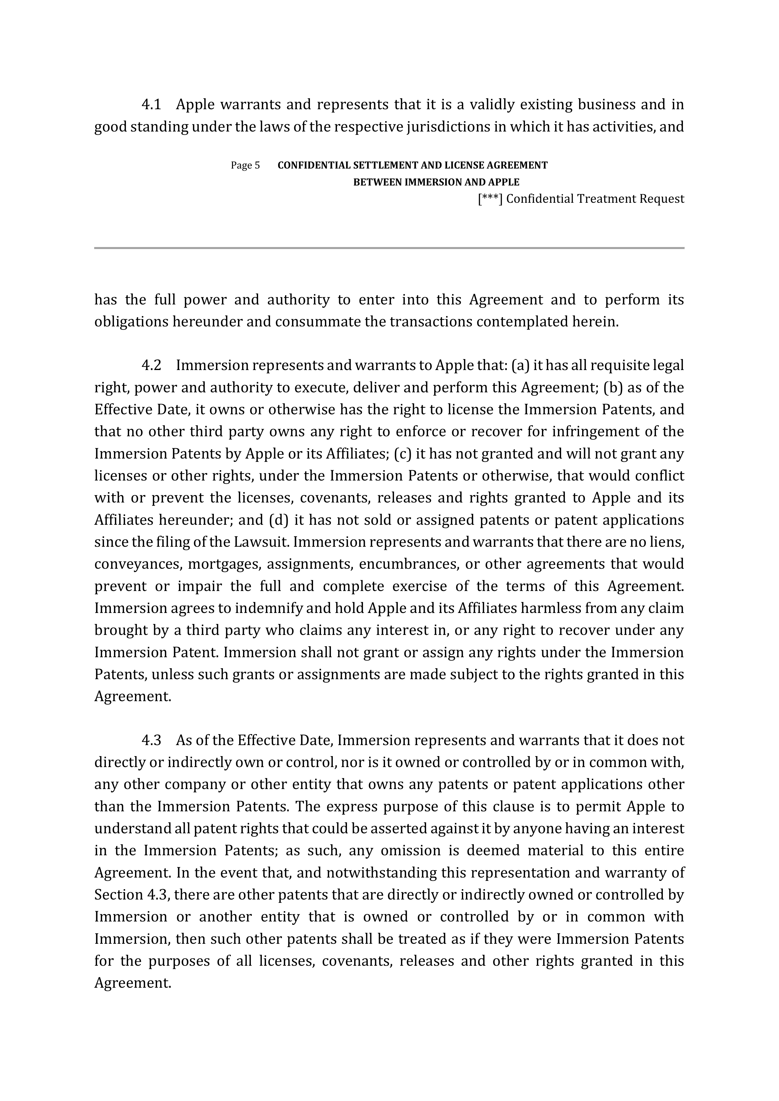 APPLE SETTLEMENT AND LICENSE AGREEMENT — page 7