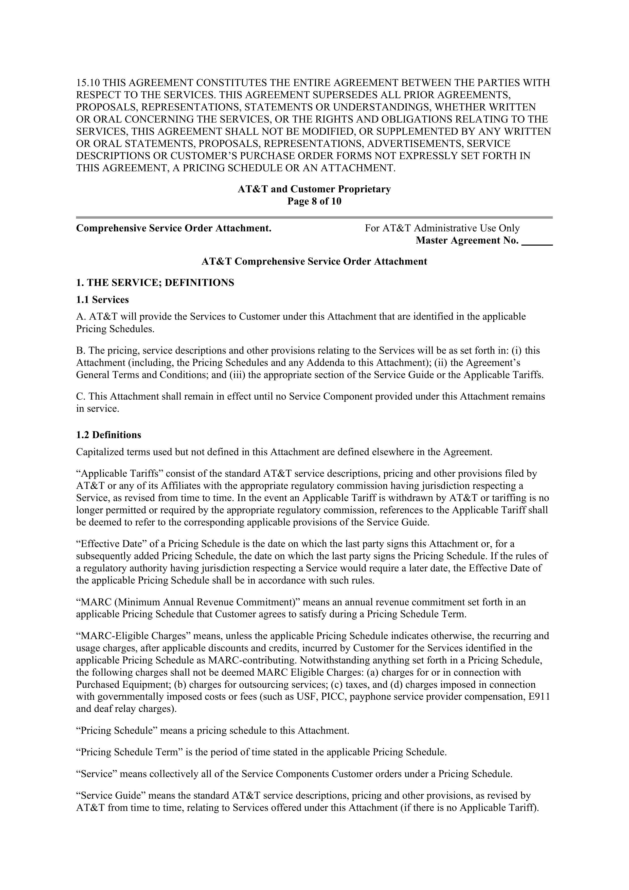 AT&T Master Agreement — page 10