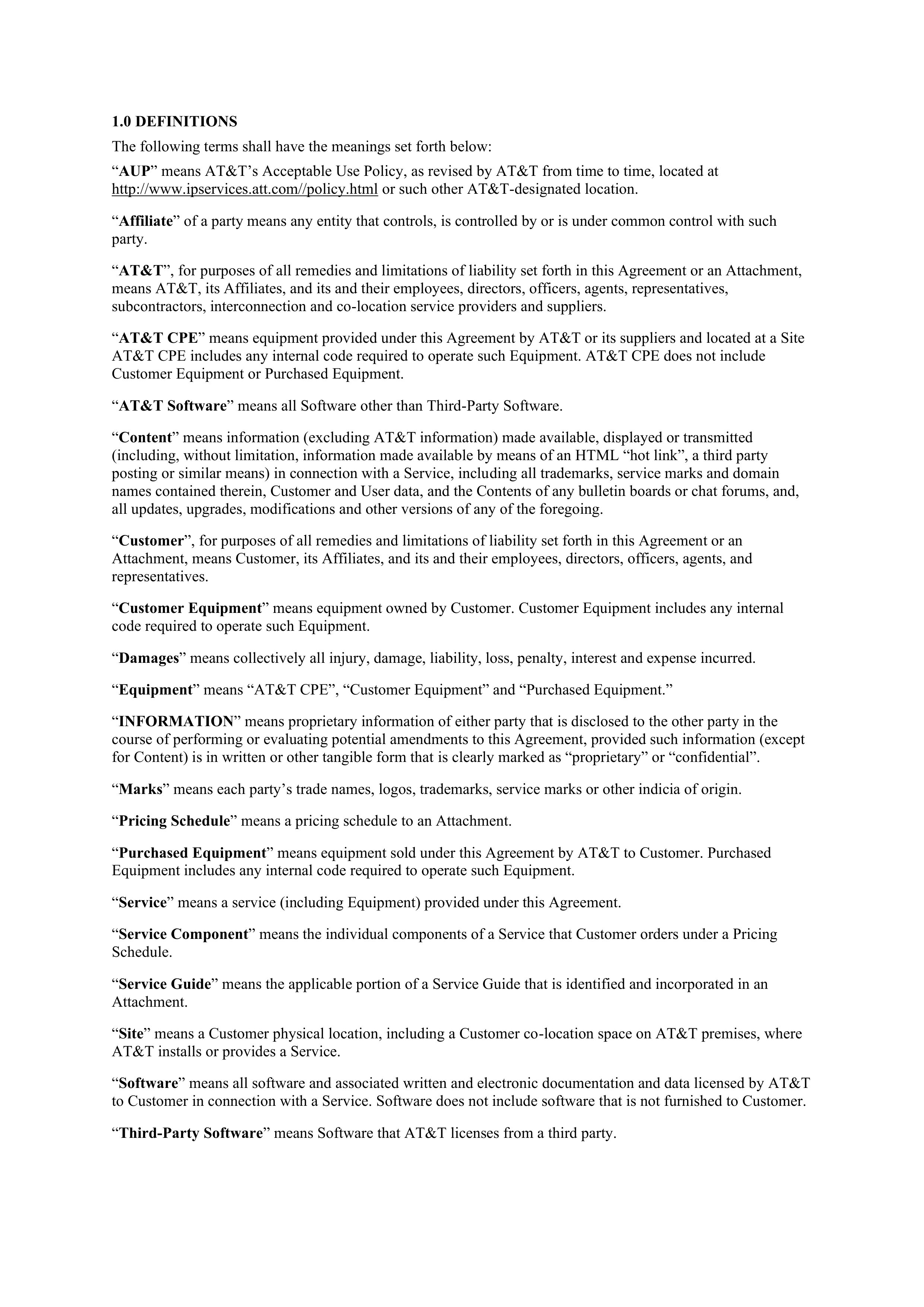 AT&T Master Agreement — page 2