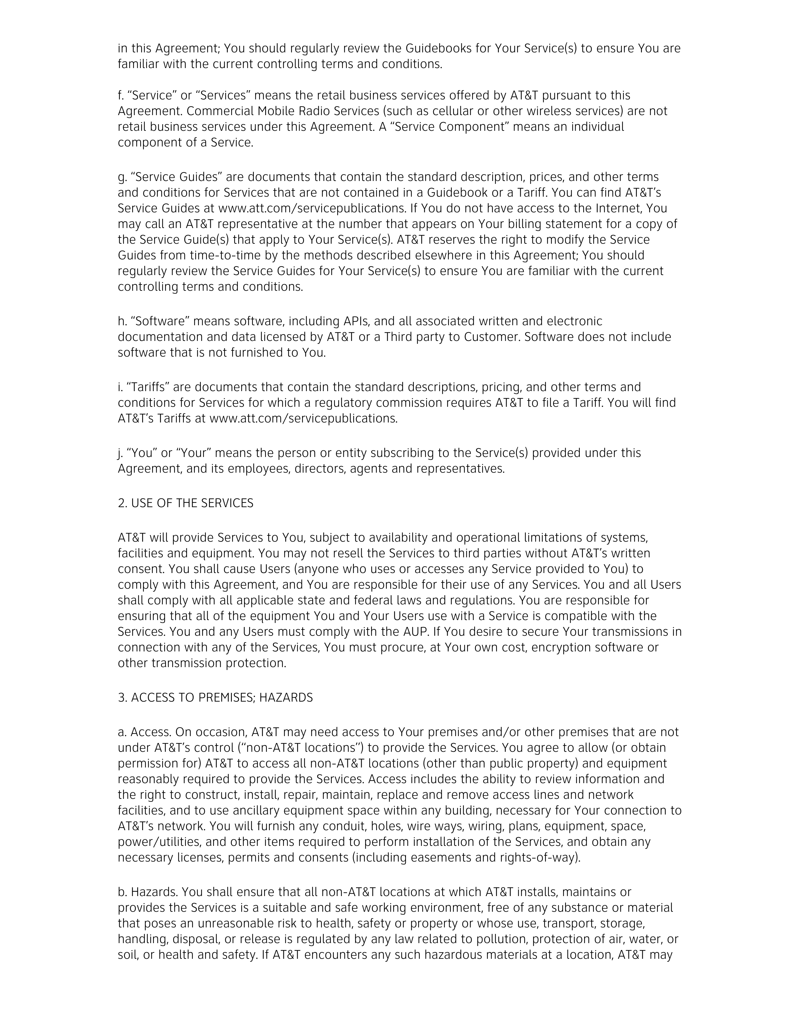 AT&T BUSINESS SERVICES AGREEMENT — page 2