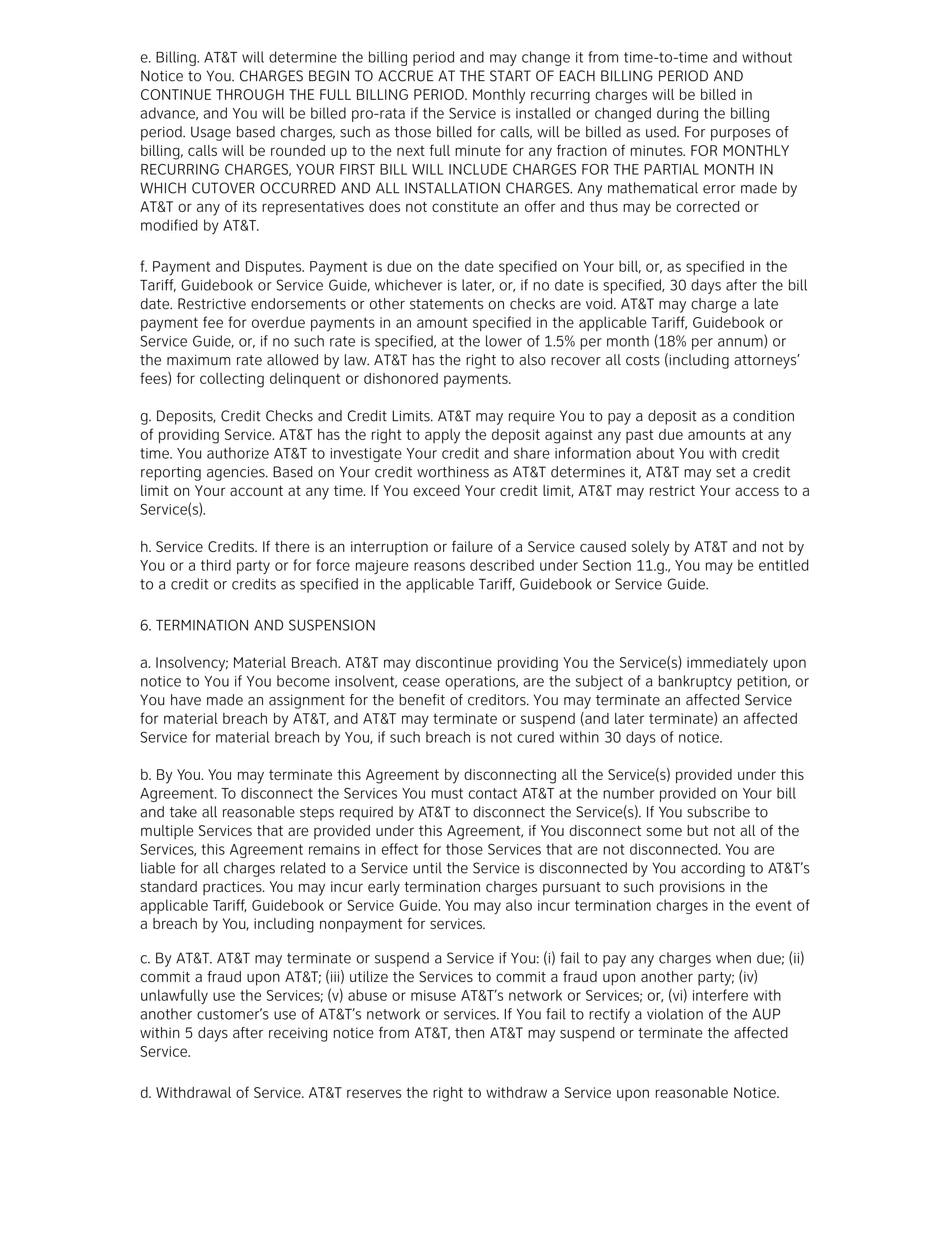 AT&T BUSINESS SERVICES AGREEMENT — page 4