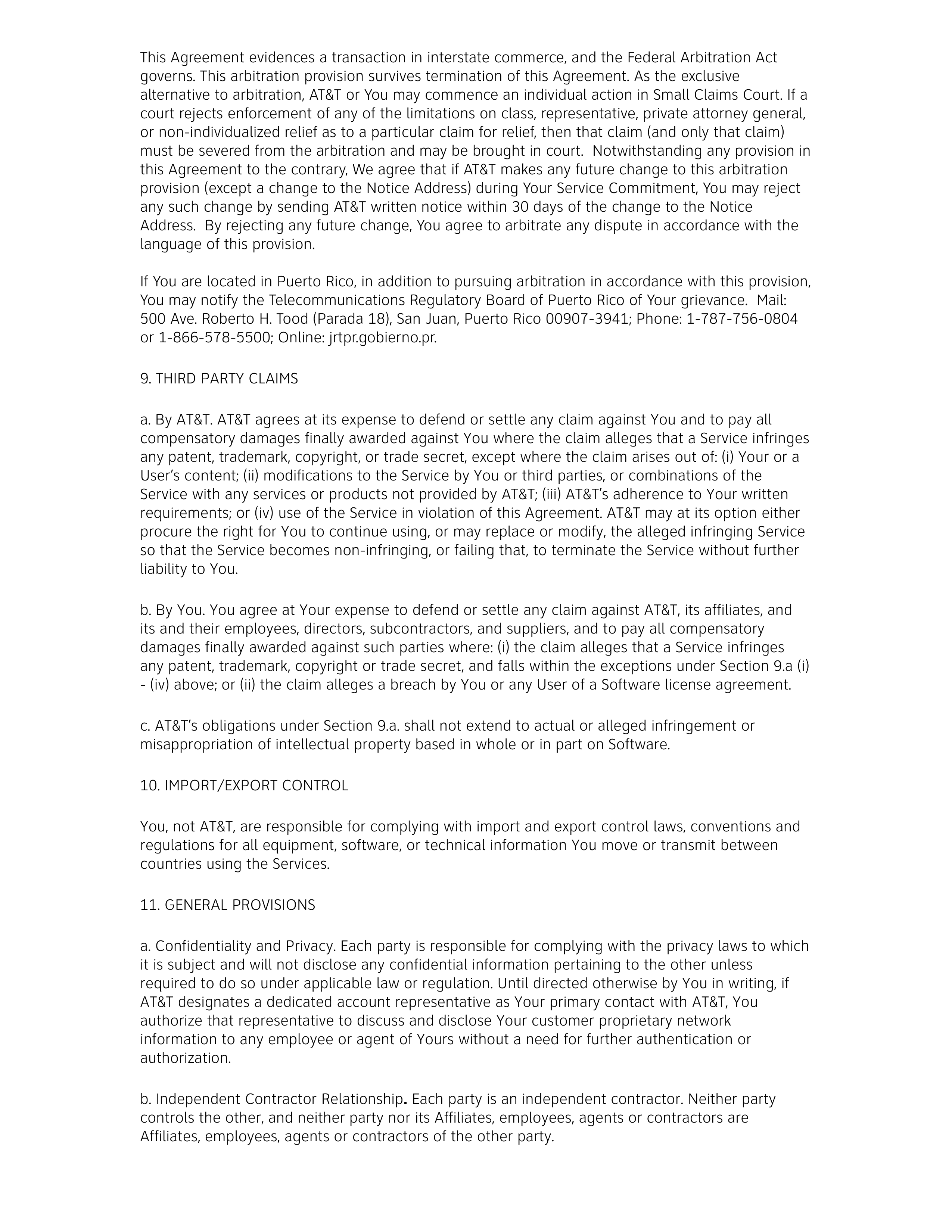 AT&T BUSINESS SERVICES AGREEMENT — page 7