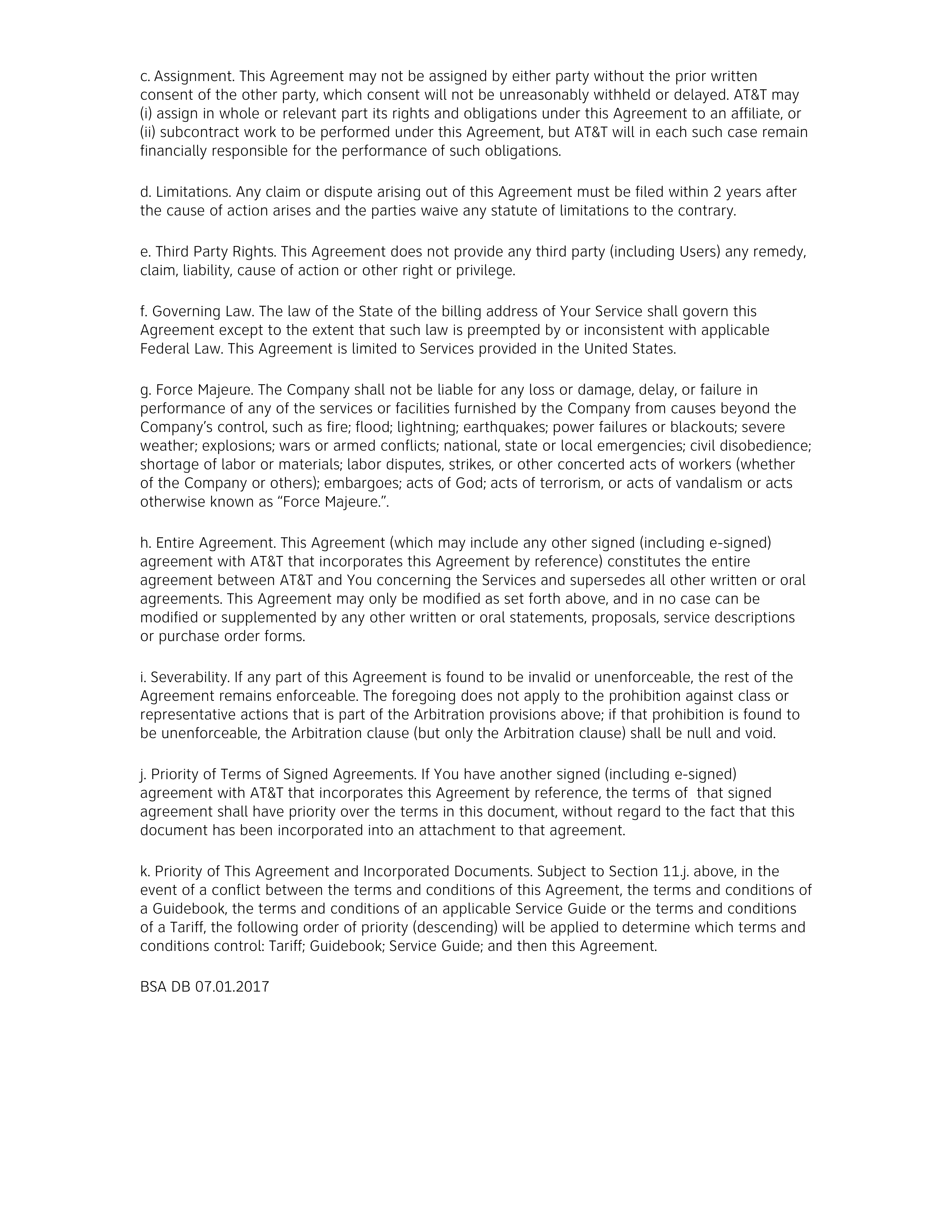 AT&T BUSINESS SERVICES AGREEMENT — page 8