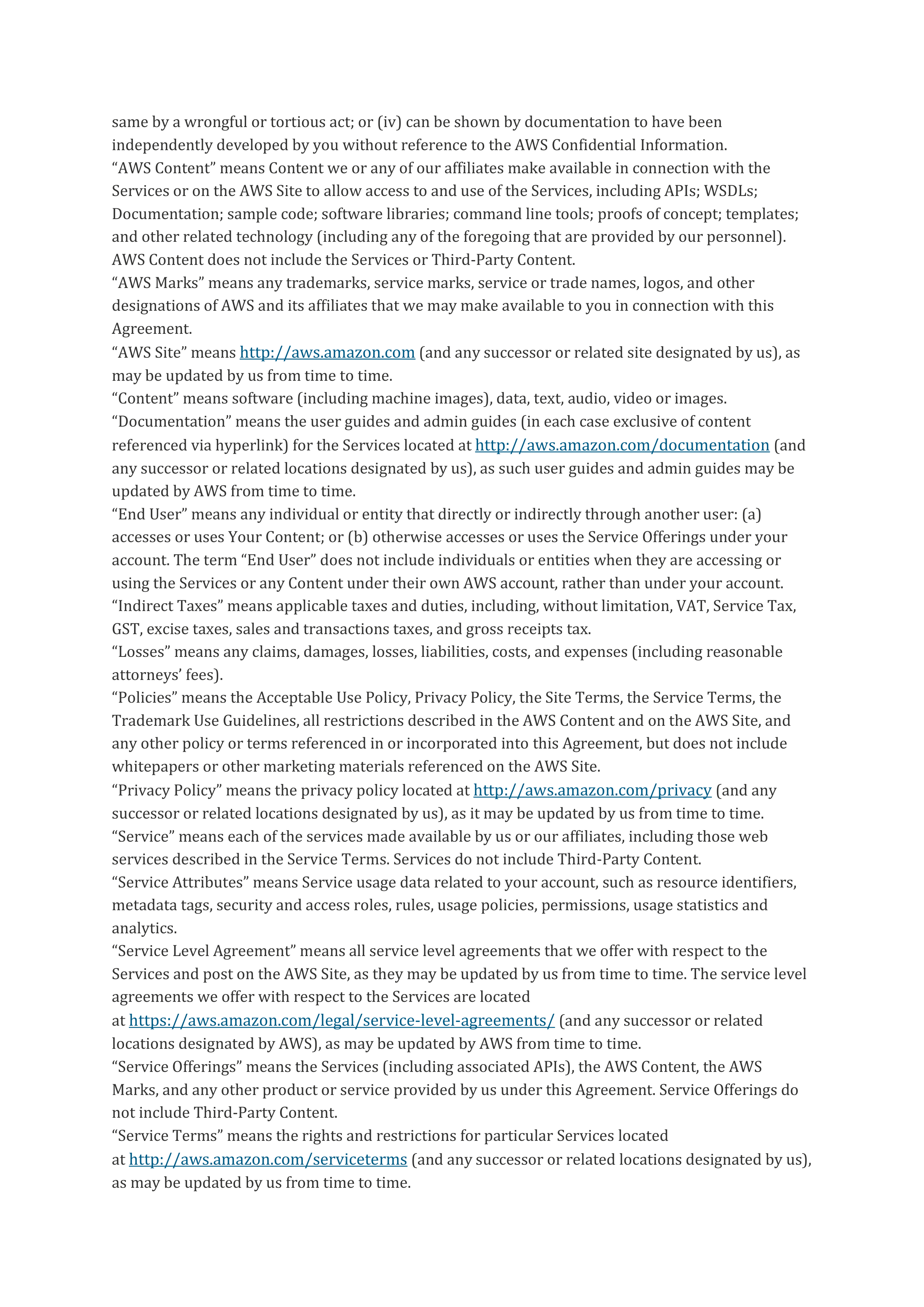 AWS Customer Agreement — page 10