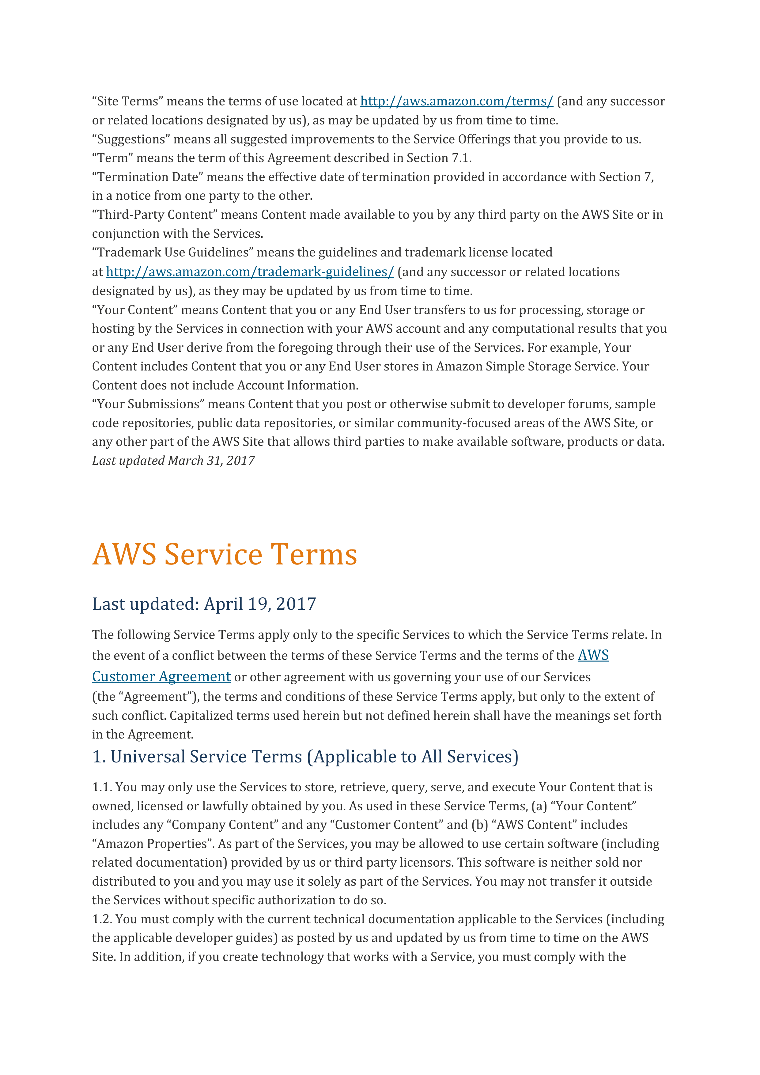 AWS Customer Agreement — page 11