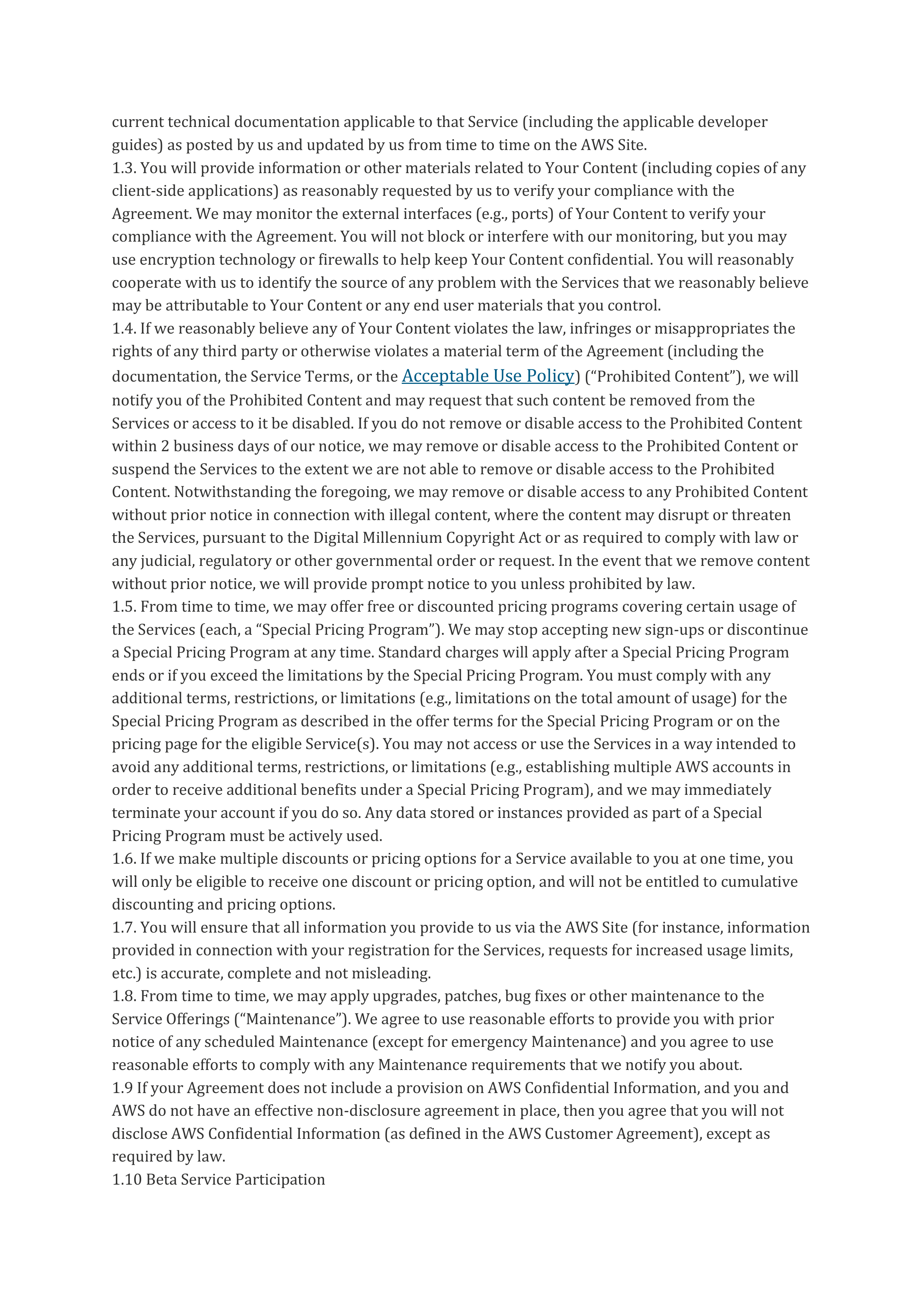 AWS Customer Agreement — page 12