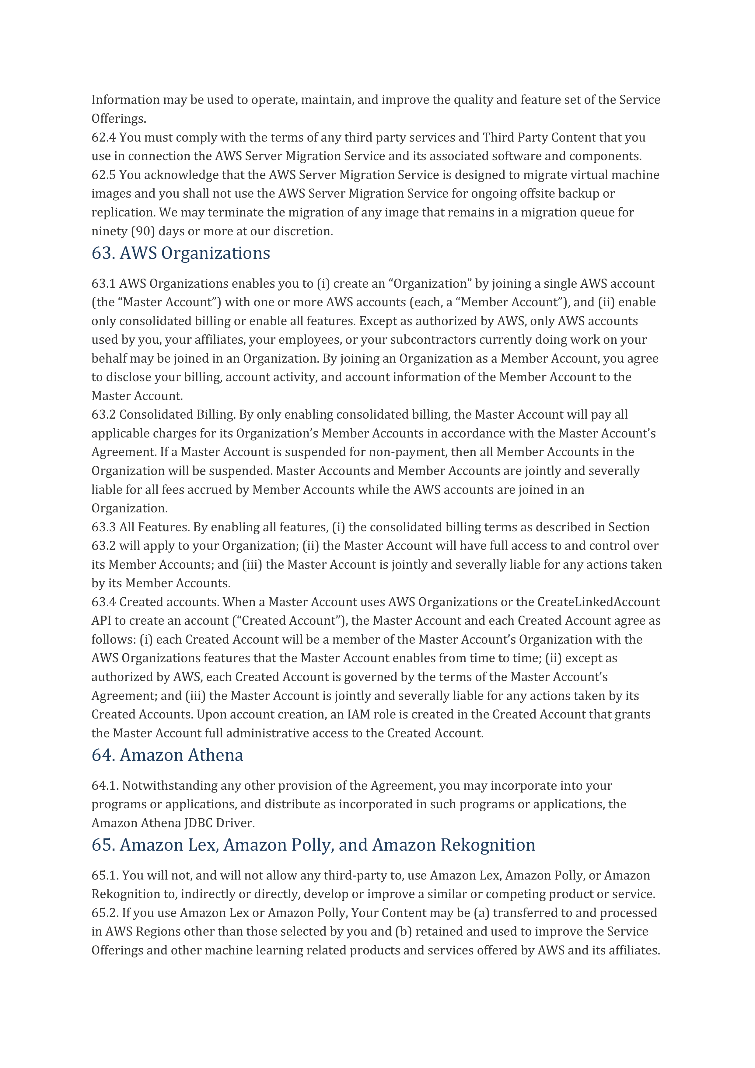 AWS Customer Agreement — page 62