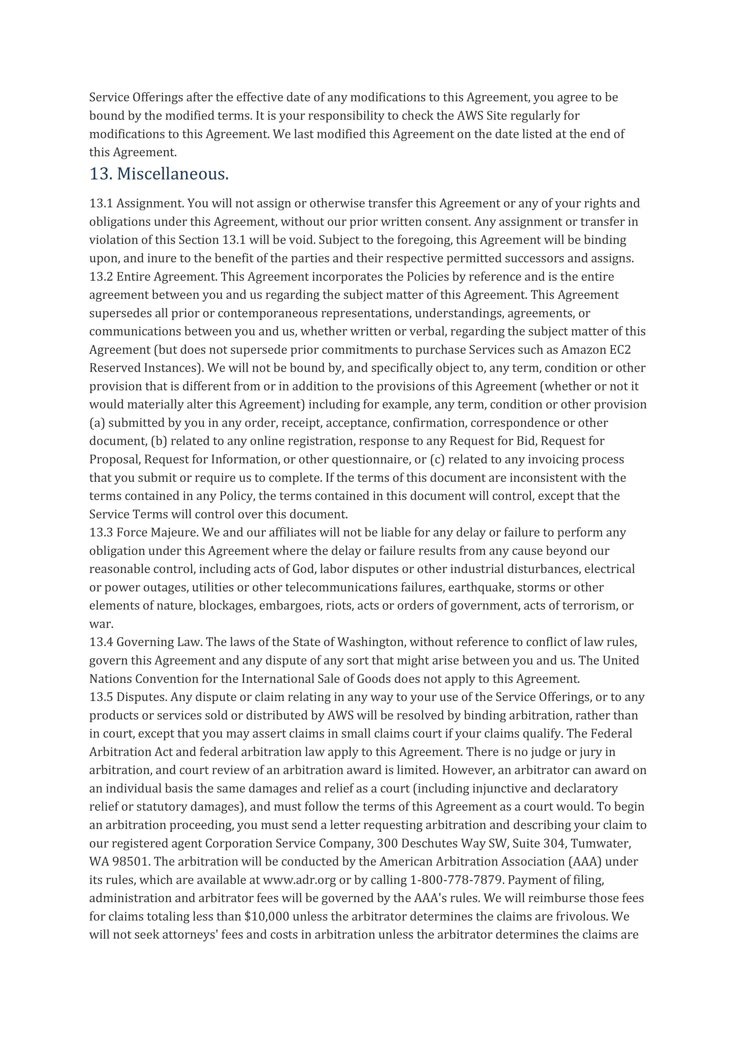 AWS Customer Agreement — page 7