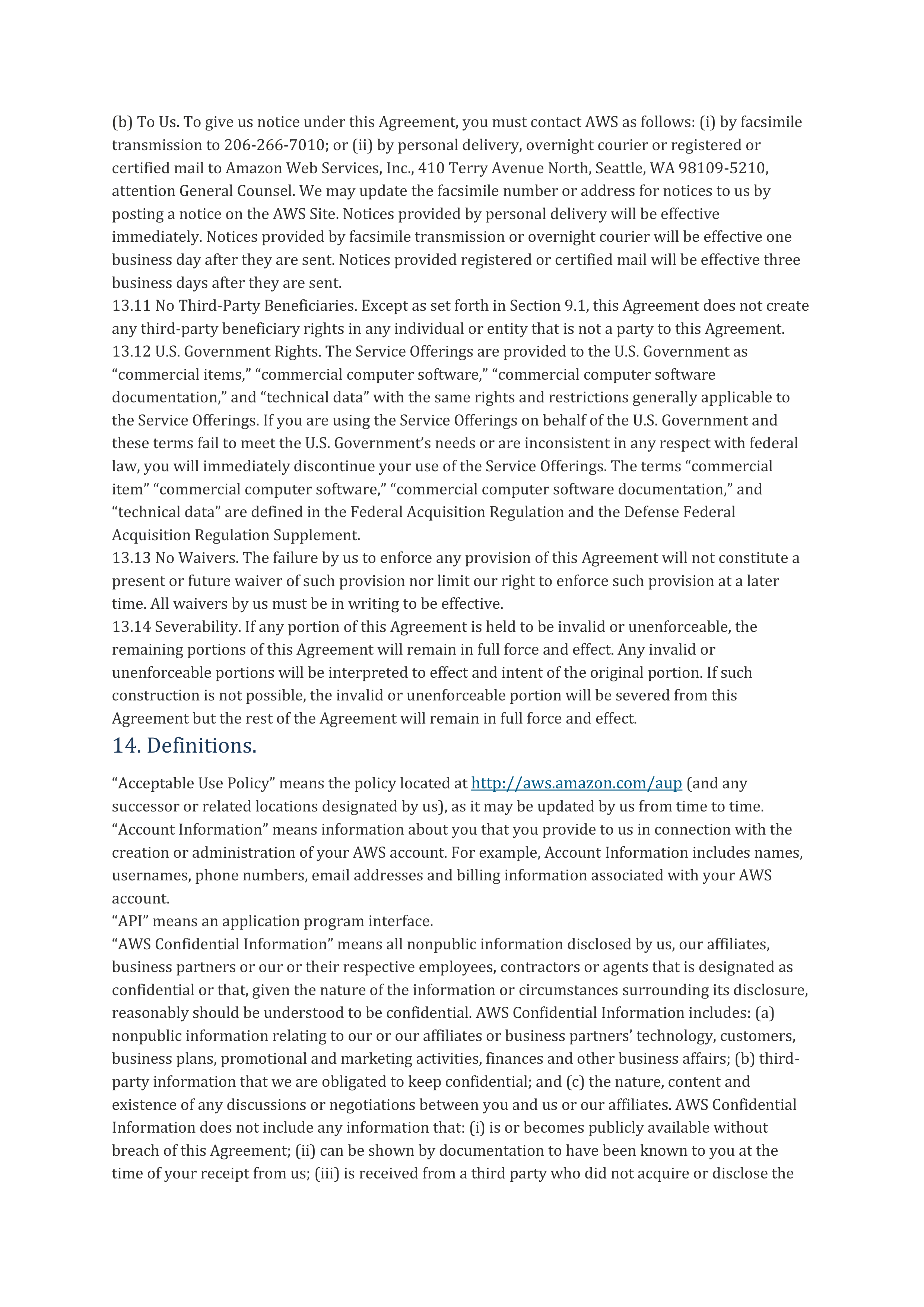 AWS Customer Agreement — page 9
