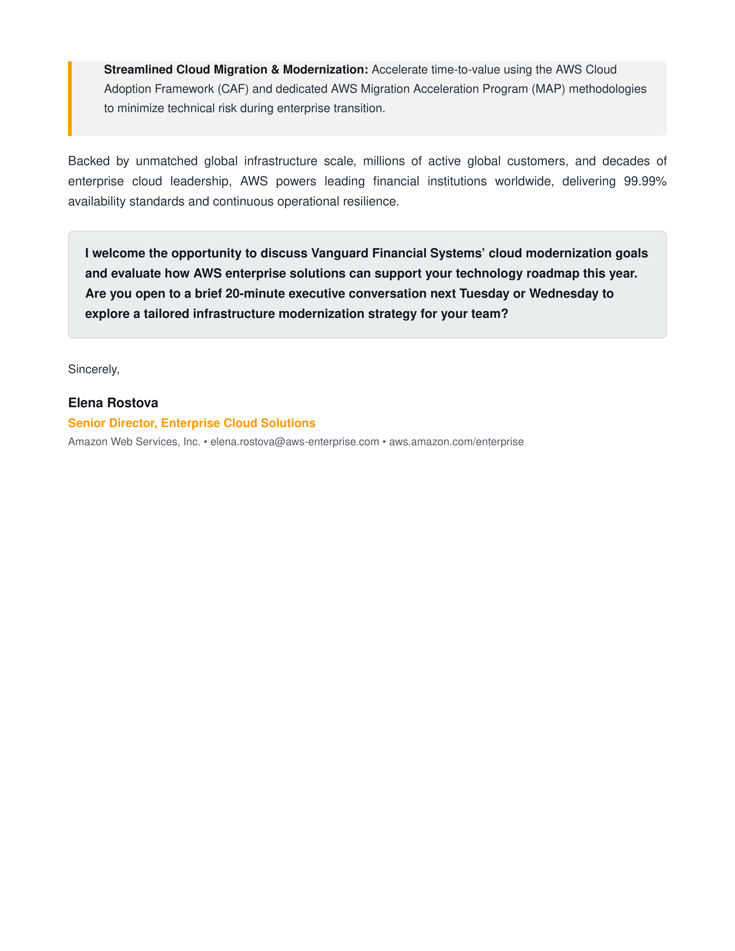 AWS Sales Letter — page 2