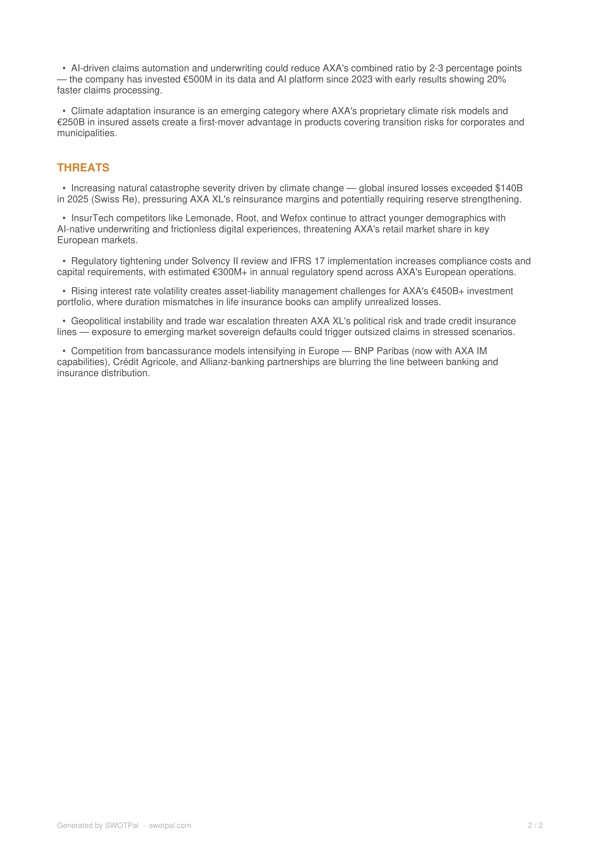AXA Swot Analysis  — page 2
