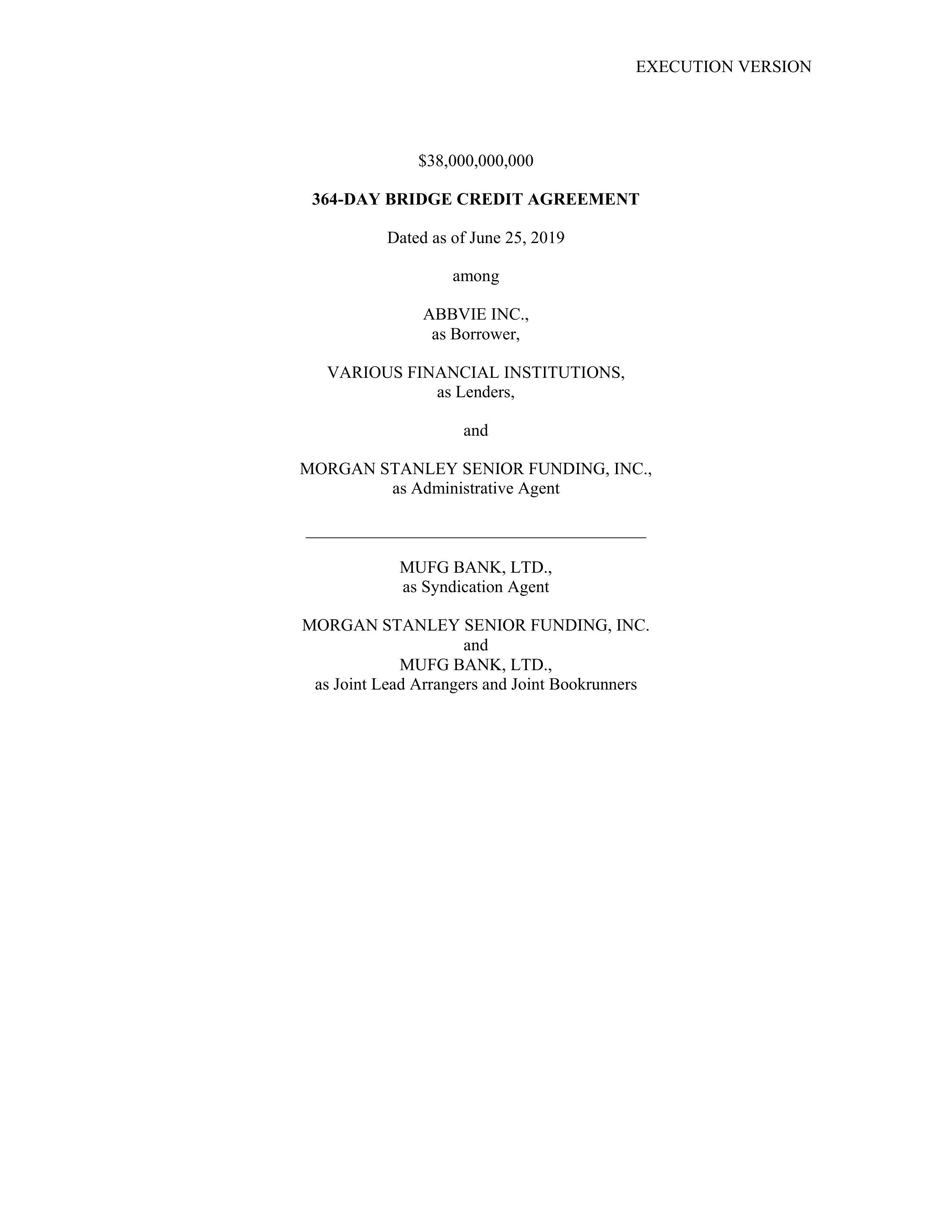 AbbVie Bridge Credit Agreement — page 1