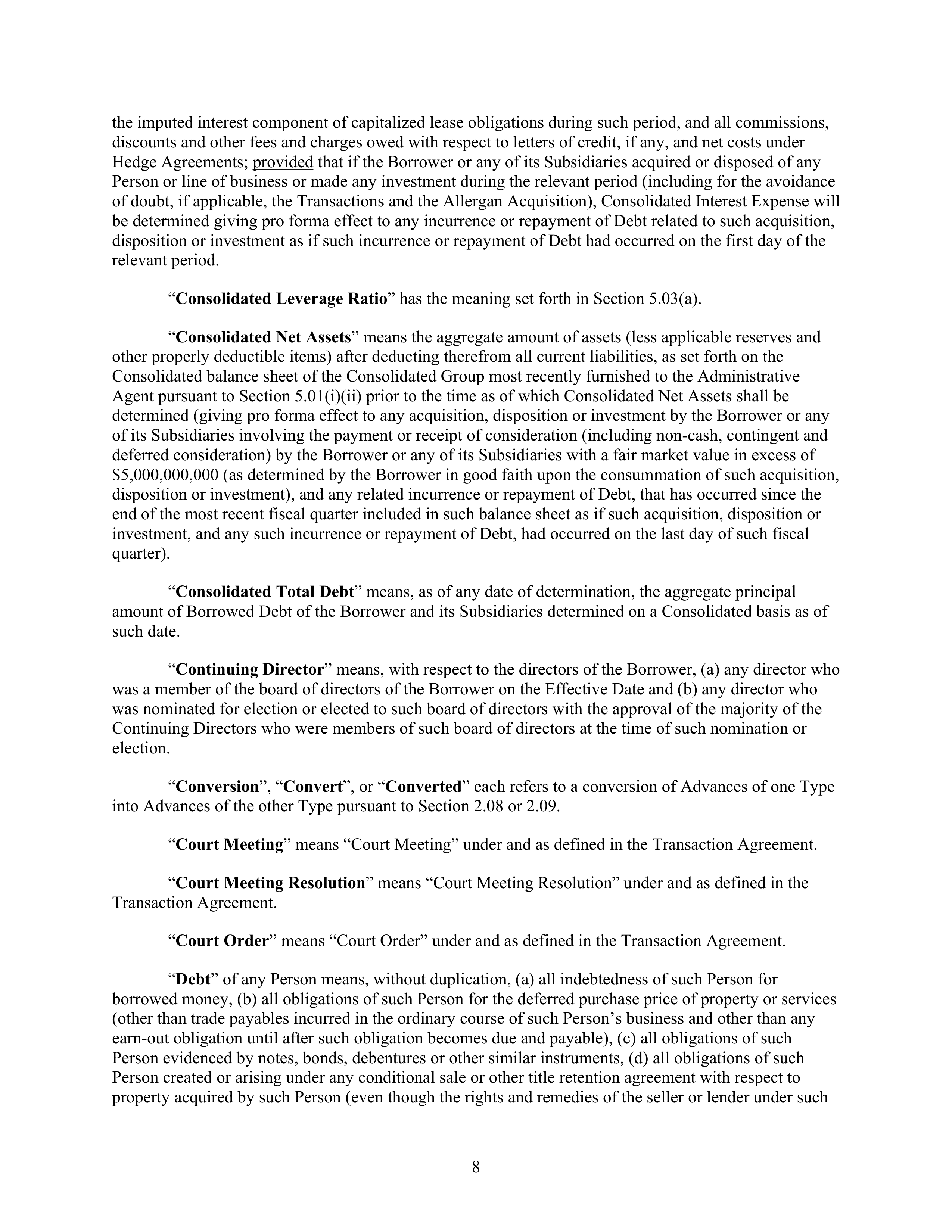 AbbVie Bridge Credit Agreement — page 12