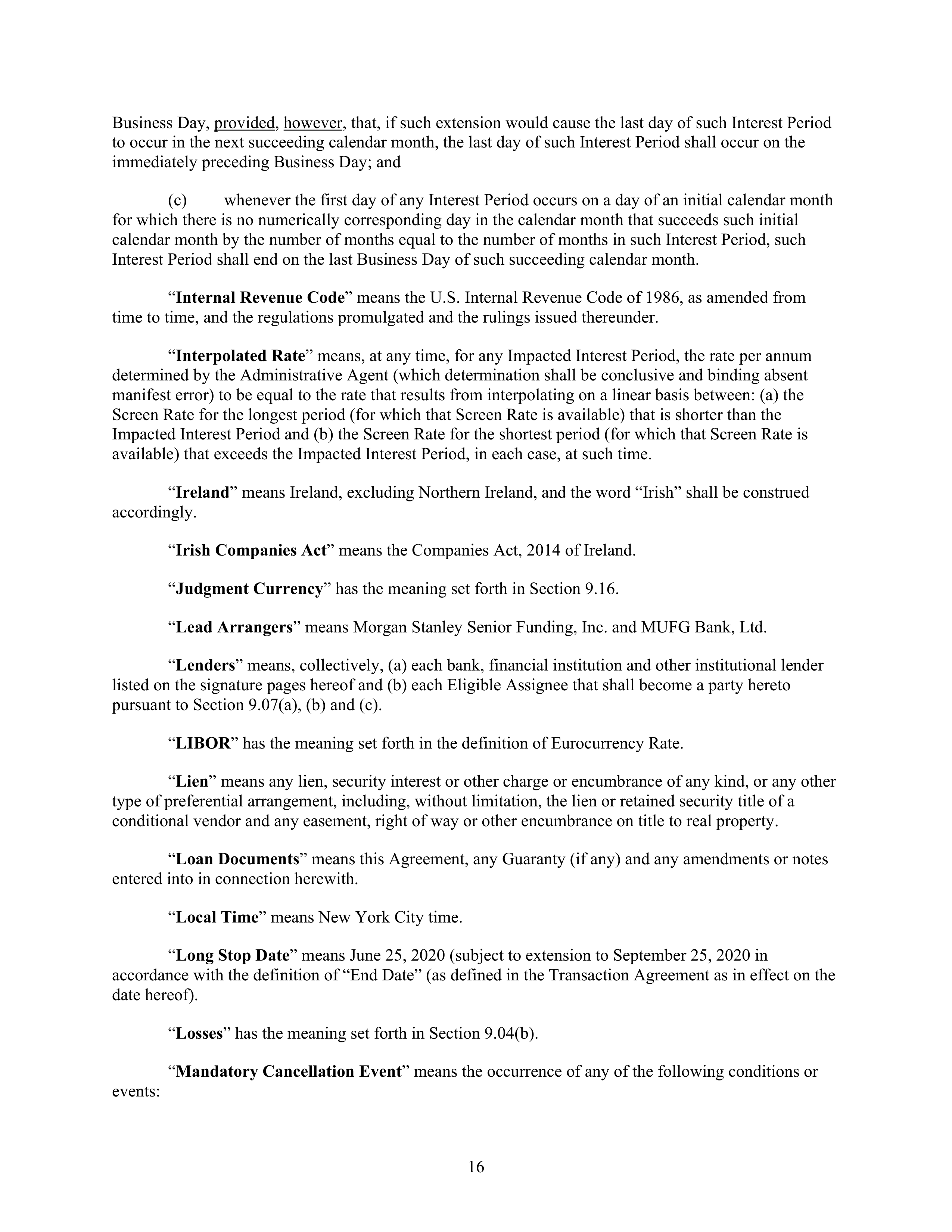 AbbVie Bridge Credit Agreement — page 20