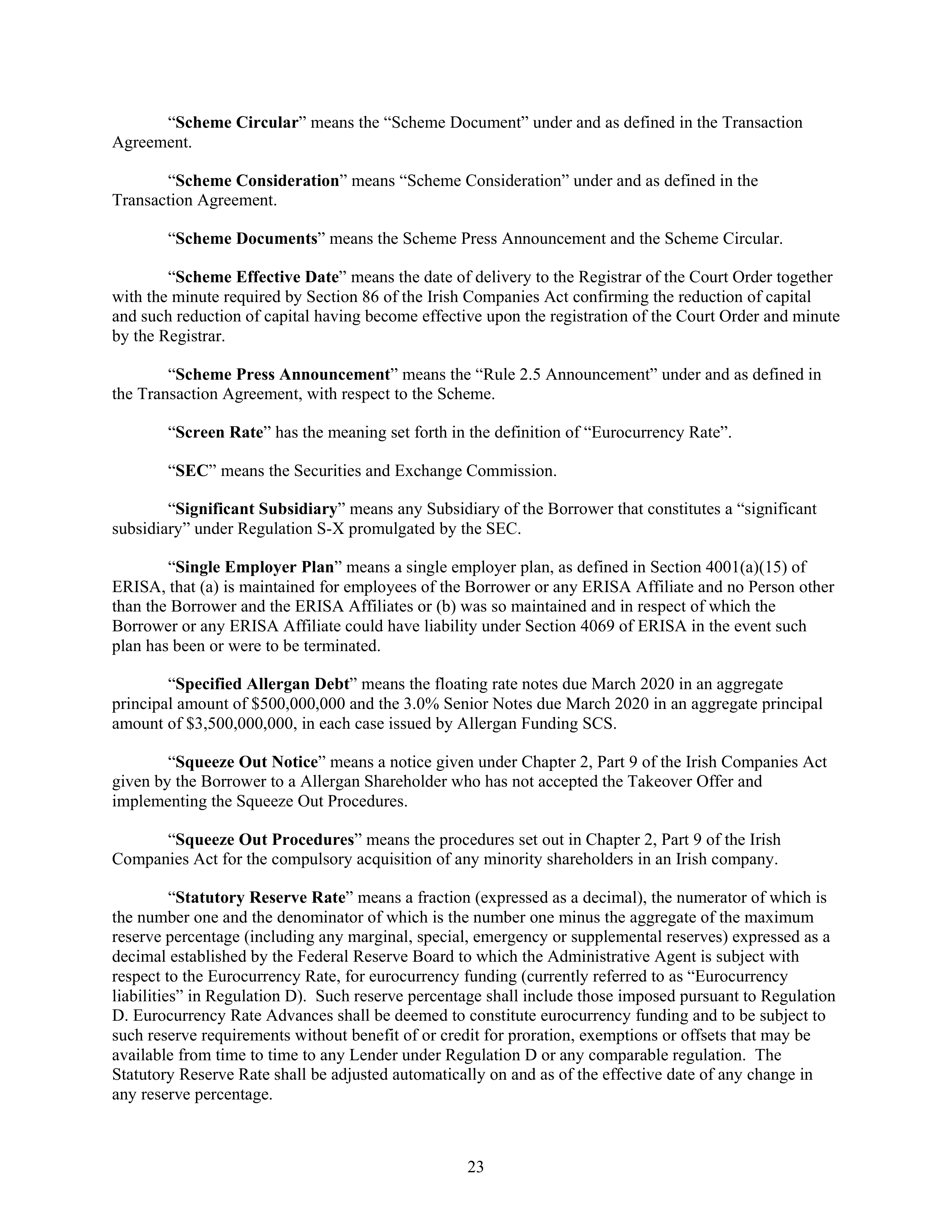 AbbVie Bridge Credit Agreement — page 27